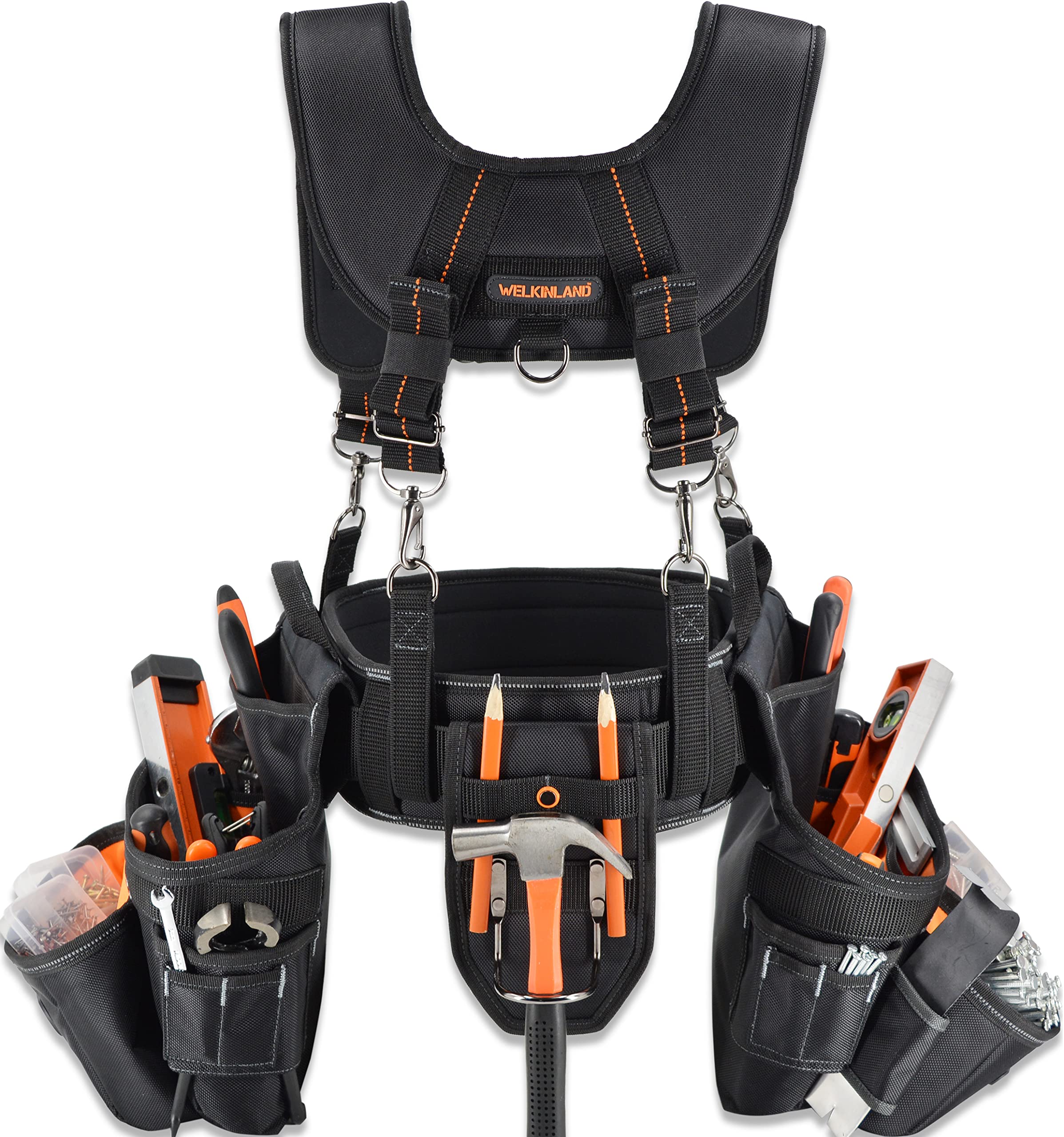 WELKINLAND 39-Pocket Tool Belt for Men with Suspenders - 4