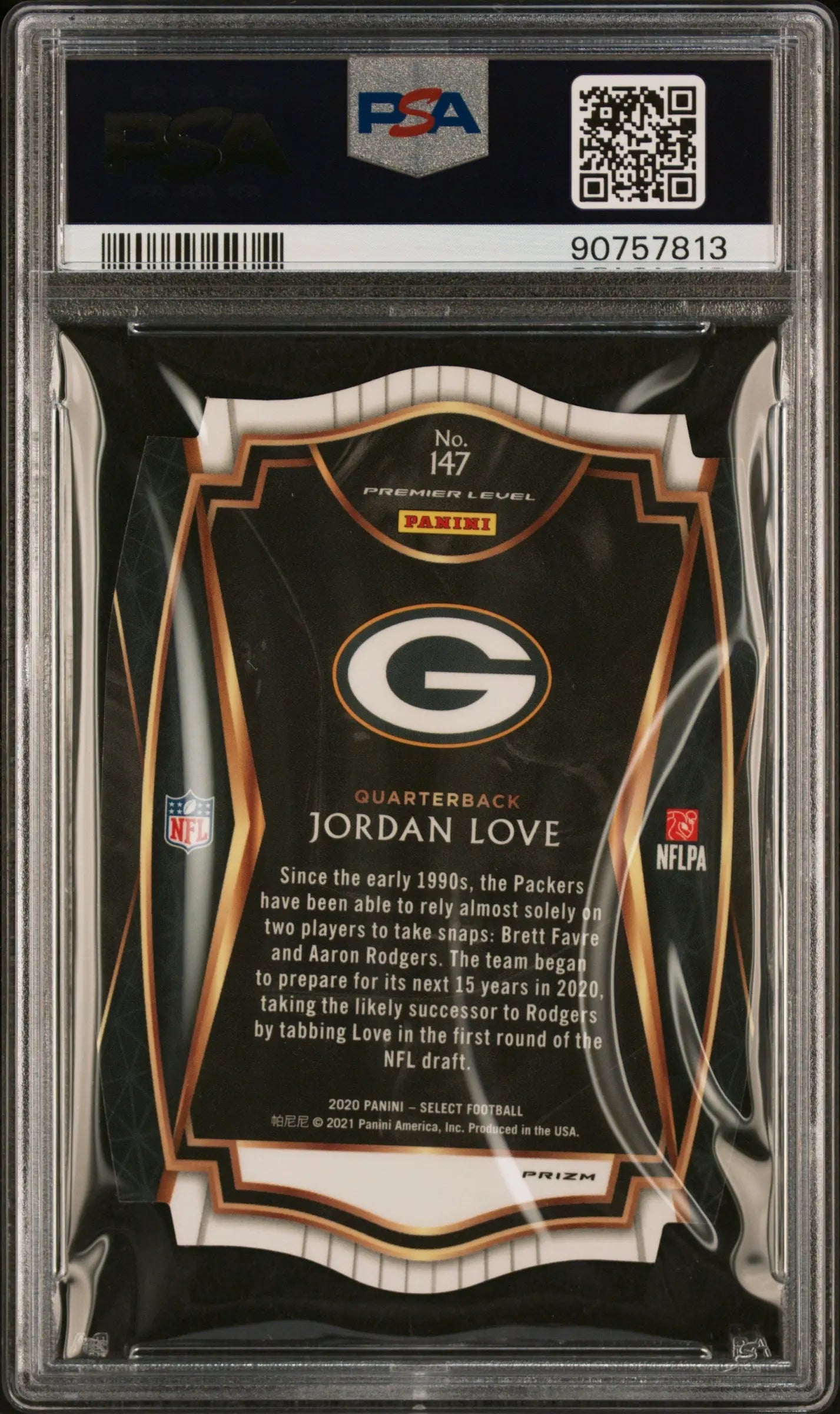 2020 Panini Select Football Jordan Love RC Die Cut Maroon Prizm PSA 10 #147 - Rare Collectible Trading Card for NFL Fans & Sports Memorabilia Collectors - Perfect for Display, Investment or Fantasy Football