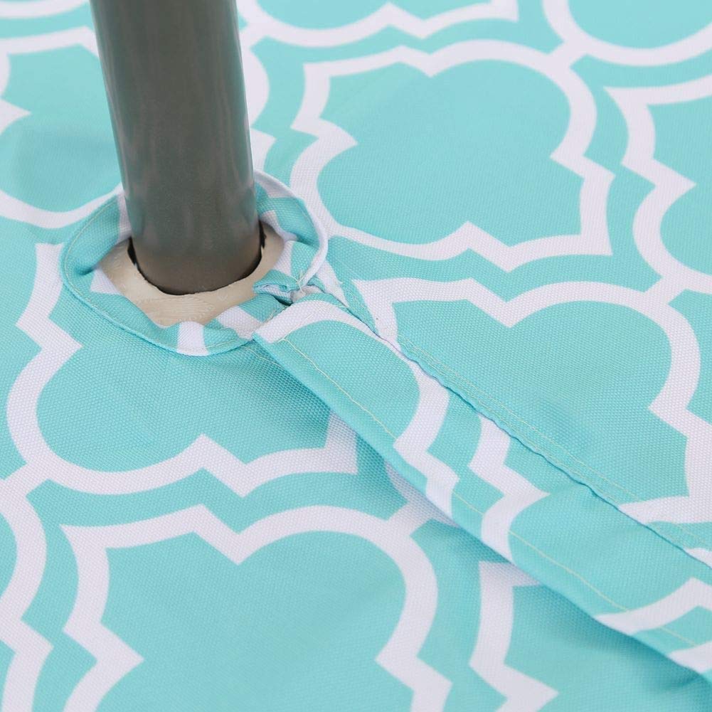 Waterproof Outdoor Tablecloth with Umbrella Hole - Spillproof Rectangle Picnic Table Cover for Patio, Camping, Spring & Summer - Aqua Blue (52x70 Inches) - Perfect for BBQs, Garden Parties & Beach Outings