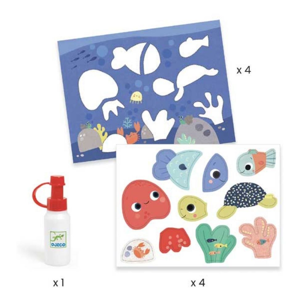 Djeco My First Collages - Creative Collage Kit for Kids Ages 3-5 - Fun Arts & Crafts Activity for Preschool Learning & Home Decor Projects