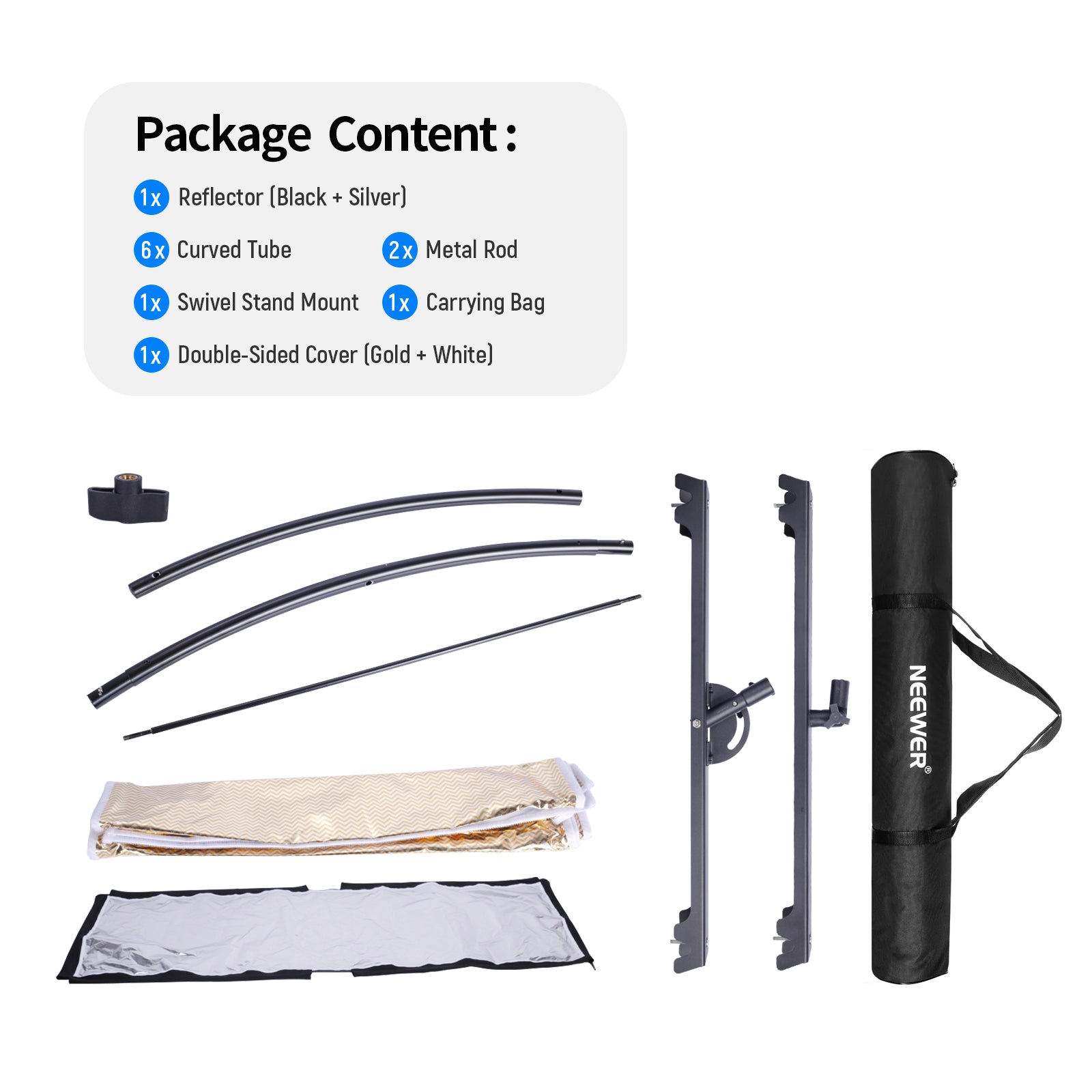 Neewer 65.7x24/167x61cm 5-in-1 Collapsible Clamshell Light Reflector & Diffuser for Photography, Videography, and Studio Lighting