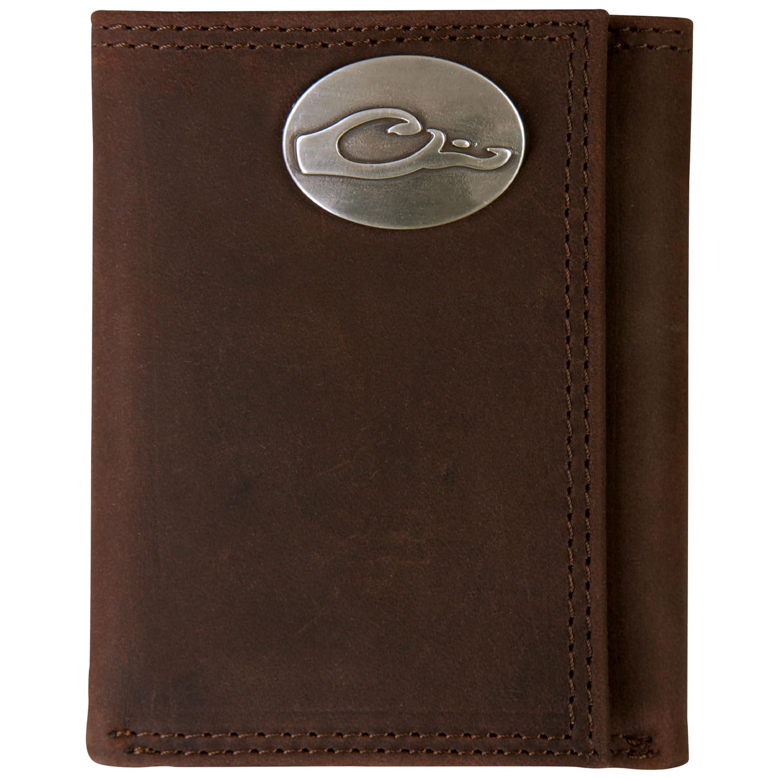 Drake DA7005-LEA Genuine Leather Tri-Fold Wallet for Men - Brown RFID Blocking Bifold Wallet with Multiple Card Slots & ID Window - Perfect for Everyday Use, Travel, and Business (One Size Fits Most)