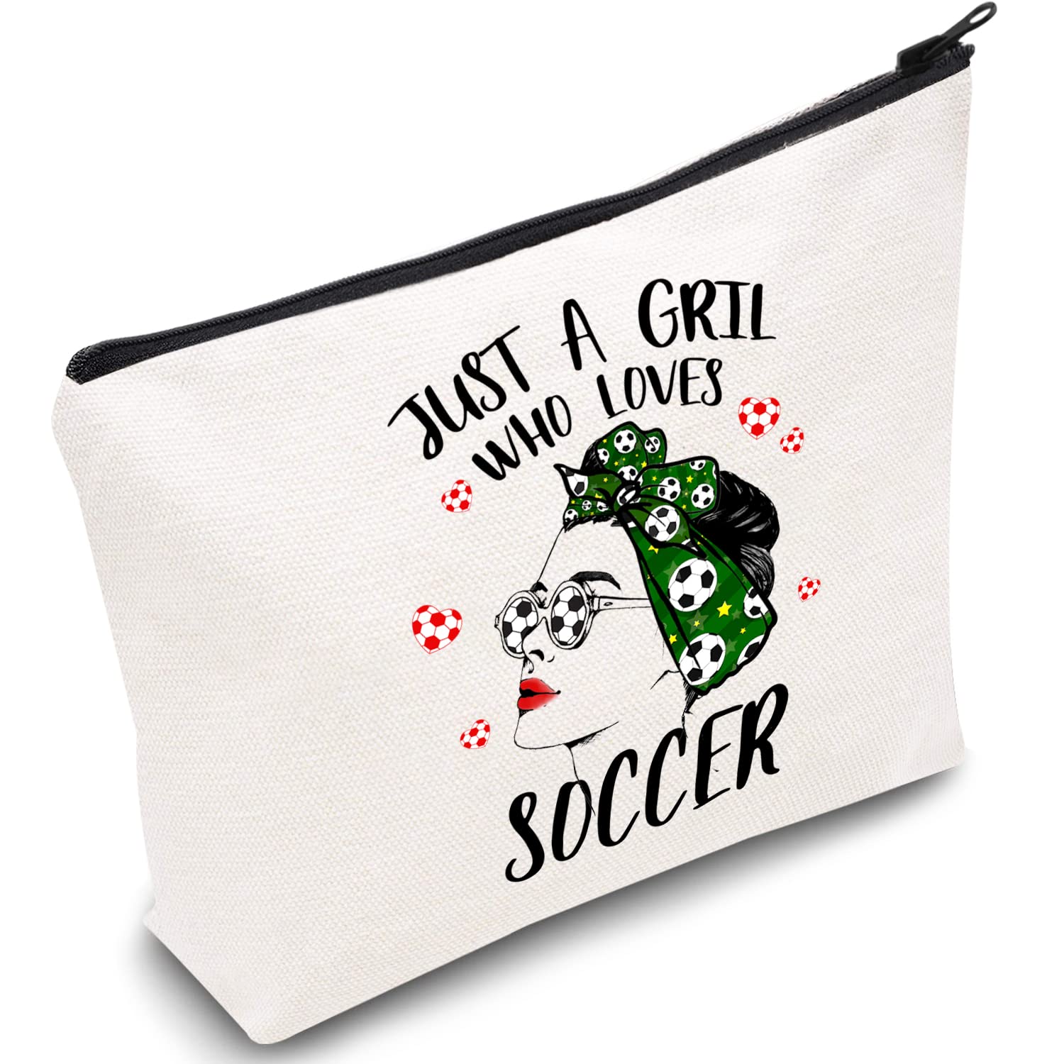 Soccer Themed Zipper Pouch - Waterproof Travel Makeup Bag for Women & Men - Perfect Cosmetic Organizer for Teens, Gifts for Soccer Lovers - Great for Travel, Gym, and Sports Events