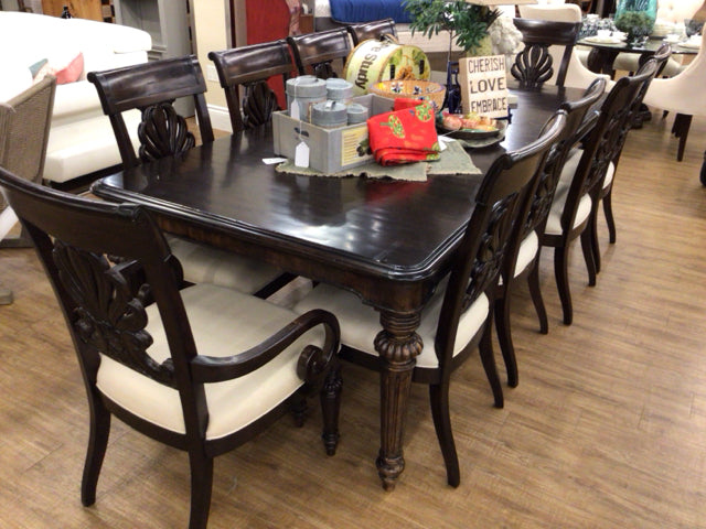 Lexington Furniture Dark Wood Dining Table with 10 Chairs & 2 Leaves - Elegant Formal Dining Set for Home, Restaurant, or Event Use