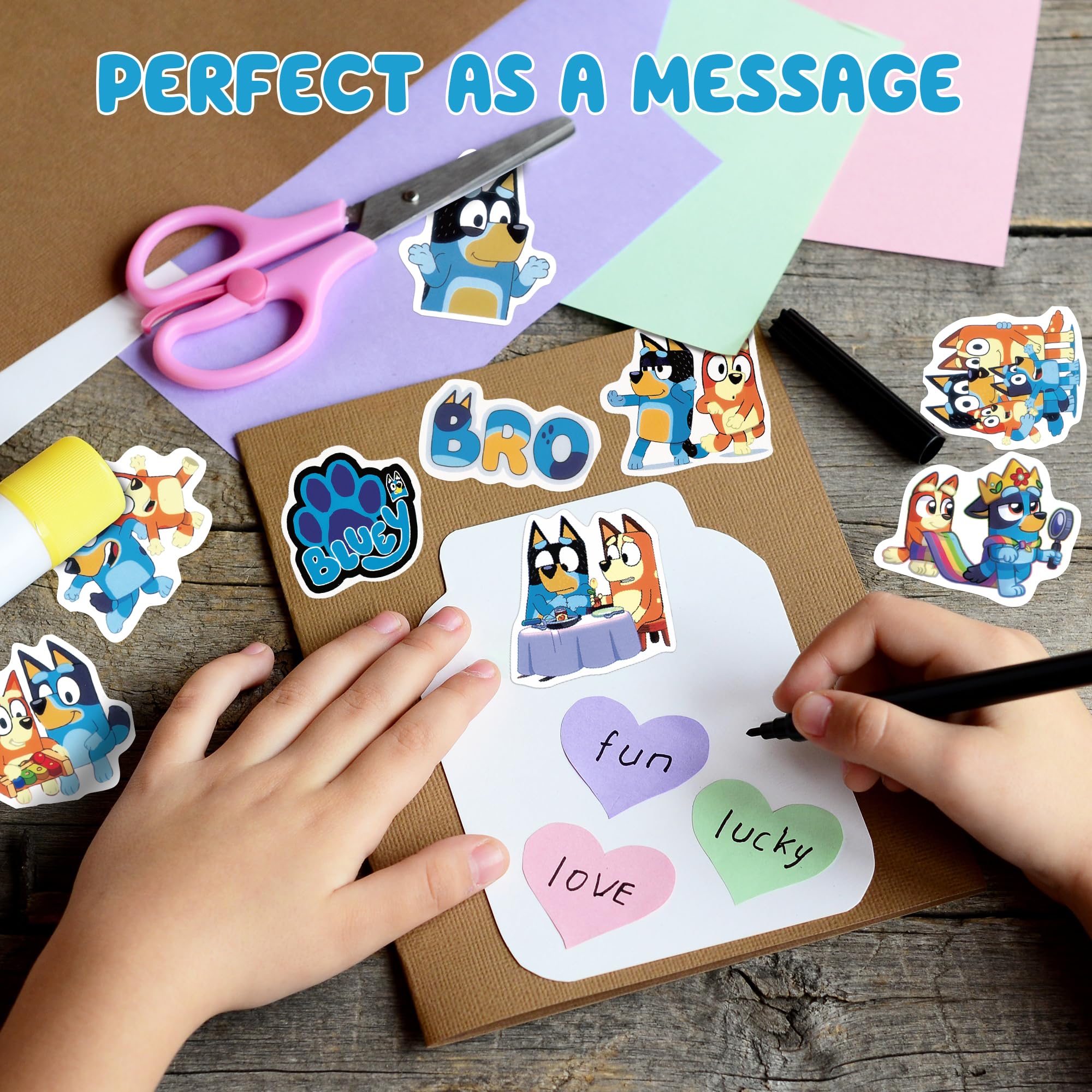 50pcs Cute Blue Dog Stickers - Cartoon Aesthetic Vinyl Waterproof Decals for Birthday Party Favors, Goodie Bags & Party Supplies | Perfect for Kids' Room Decor, Laptop Stickers, Water Bottles & Scrapbooking