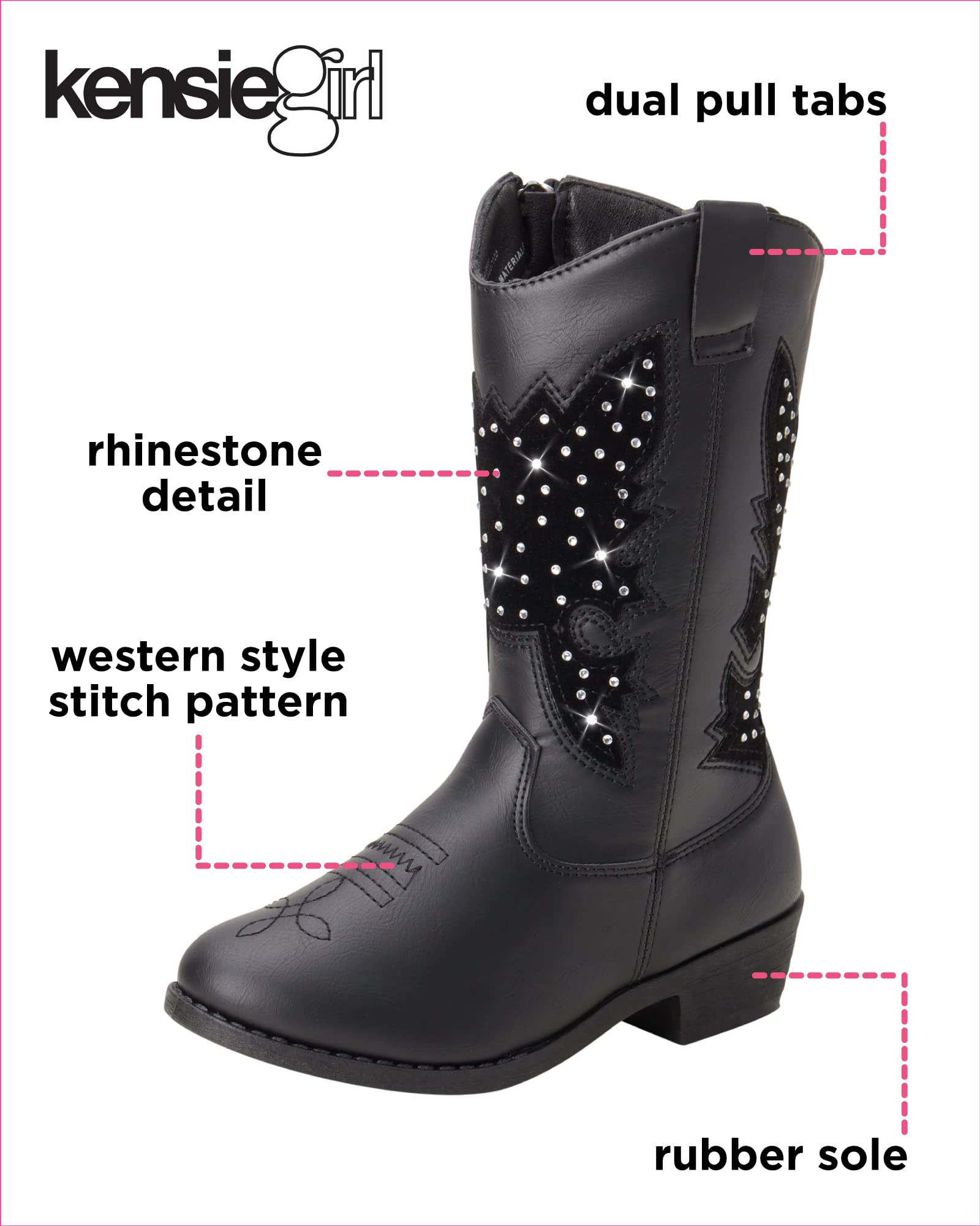 Girls' Western Cowboy Boots for Toddlers & Kids - Stylish Leather Cowgirl Boots with Comfortable Fit for Girls' Fashion, Playtime & Western-Themed Events