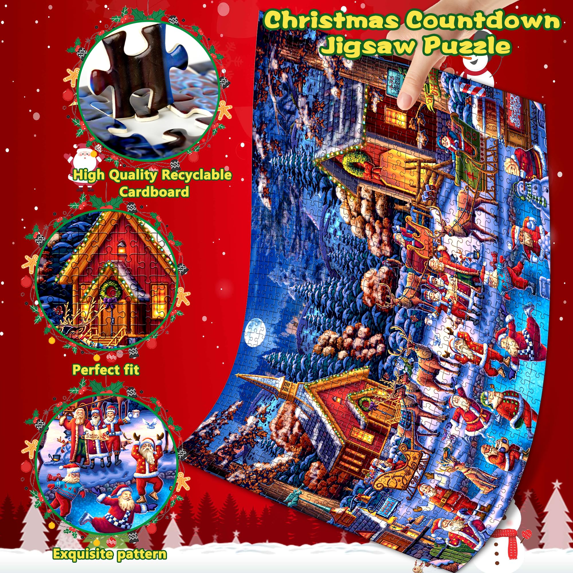 2024 Advent Calendar Jigsaw Puzzle - 1008 Piece Christmas Countdown Puzzle for Home Decor, Family Game & Holiday Activity - Fun Gift for Kids & Adults