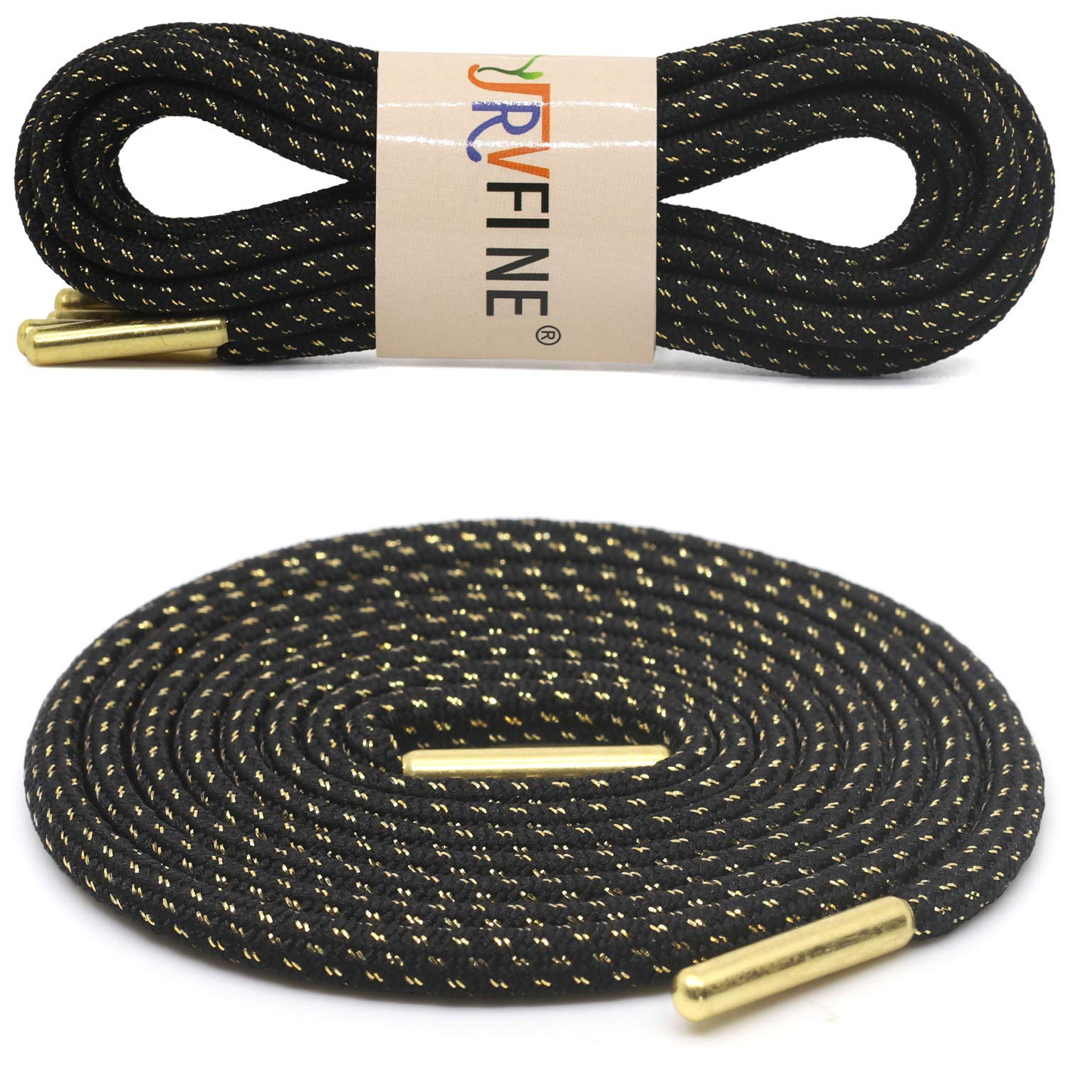 Premium Metallic Gold Silk Shoelaces for Basketball Shoes - Round Braided Laces with Durable Metal Tips - Perfect for Sports, Fashion & Sneaker Customization