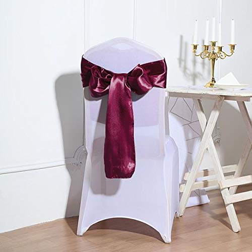 BalsaCircle 100-Pack Eggplant Purple Satin Chair Sashes - Wedding Chair Bows & Ties for Banquet Decorations, Reception, Bridal Shower & Party Decor - Elegant Table Setting Accessories