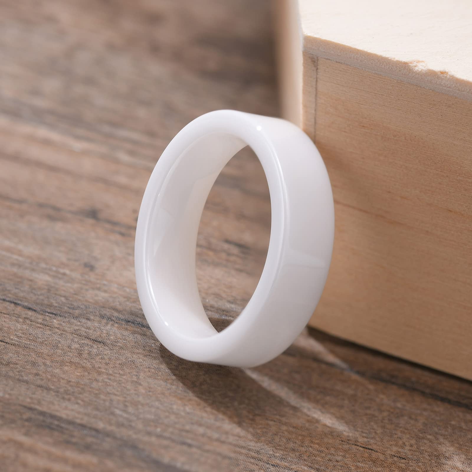 6MM Comfort Fit Ceramic Rings for Men - White & Black Plain Band Wedding, Promise, or Fashion Rings | Perfect for Engagements, Anniversaries, and Everyday Wear