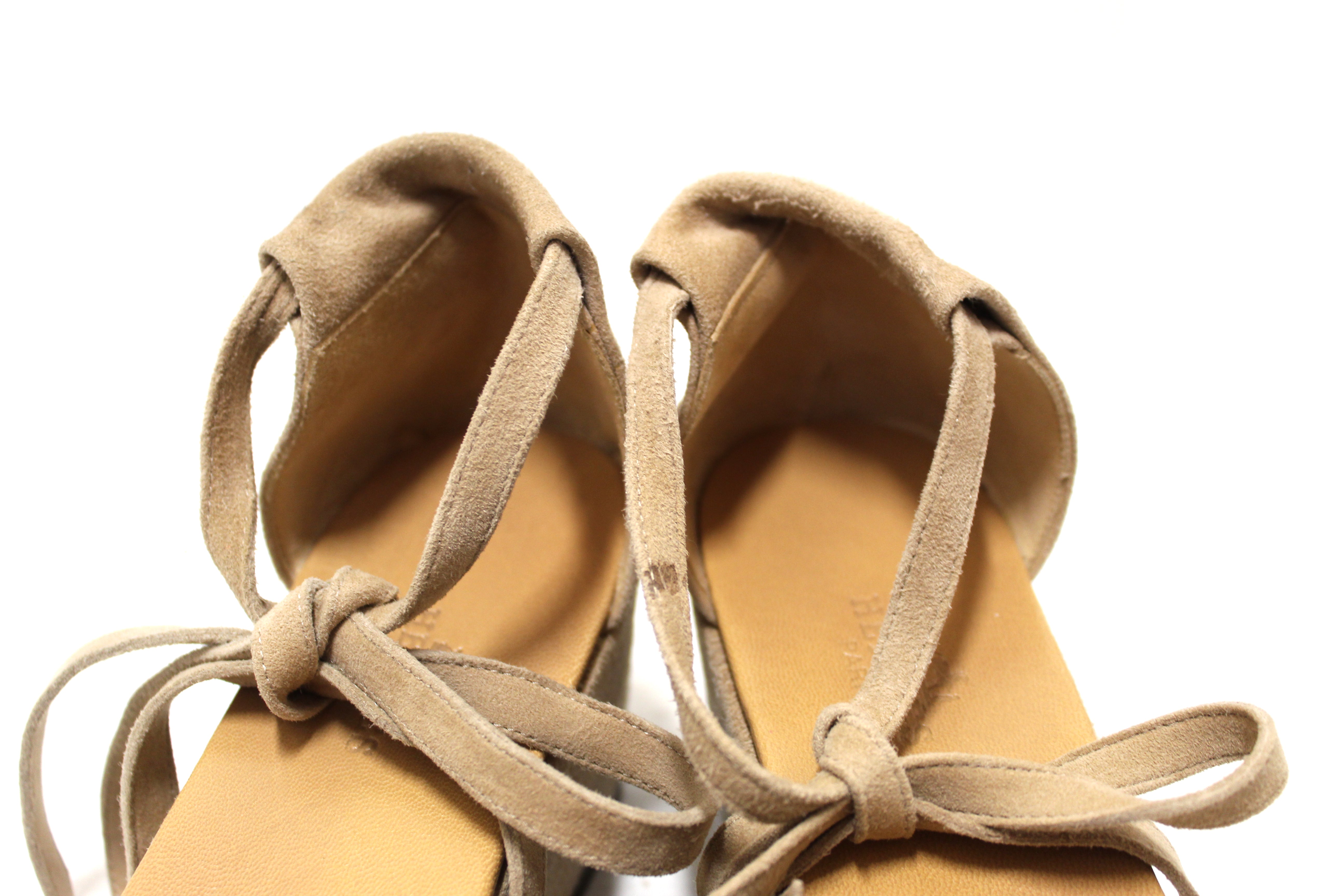Authentic Hermes Beige Suede Leather Platform Sandals Women Size 36 | Luxury Designer Summer Shoes for Women | Perfect for Beach Vacations, Weddings & Date Nights