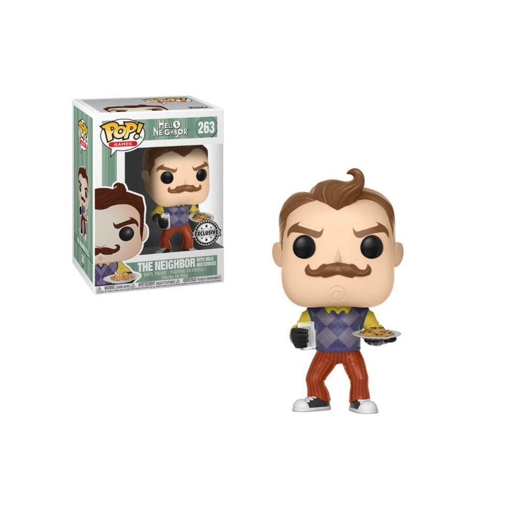 Funko Pop Games: Hello Neighbor - Exclusive The Neighbor with Milk & Cookies Figure (263) - Perfect for Collectors & Gaming Enthusiasts