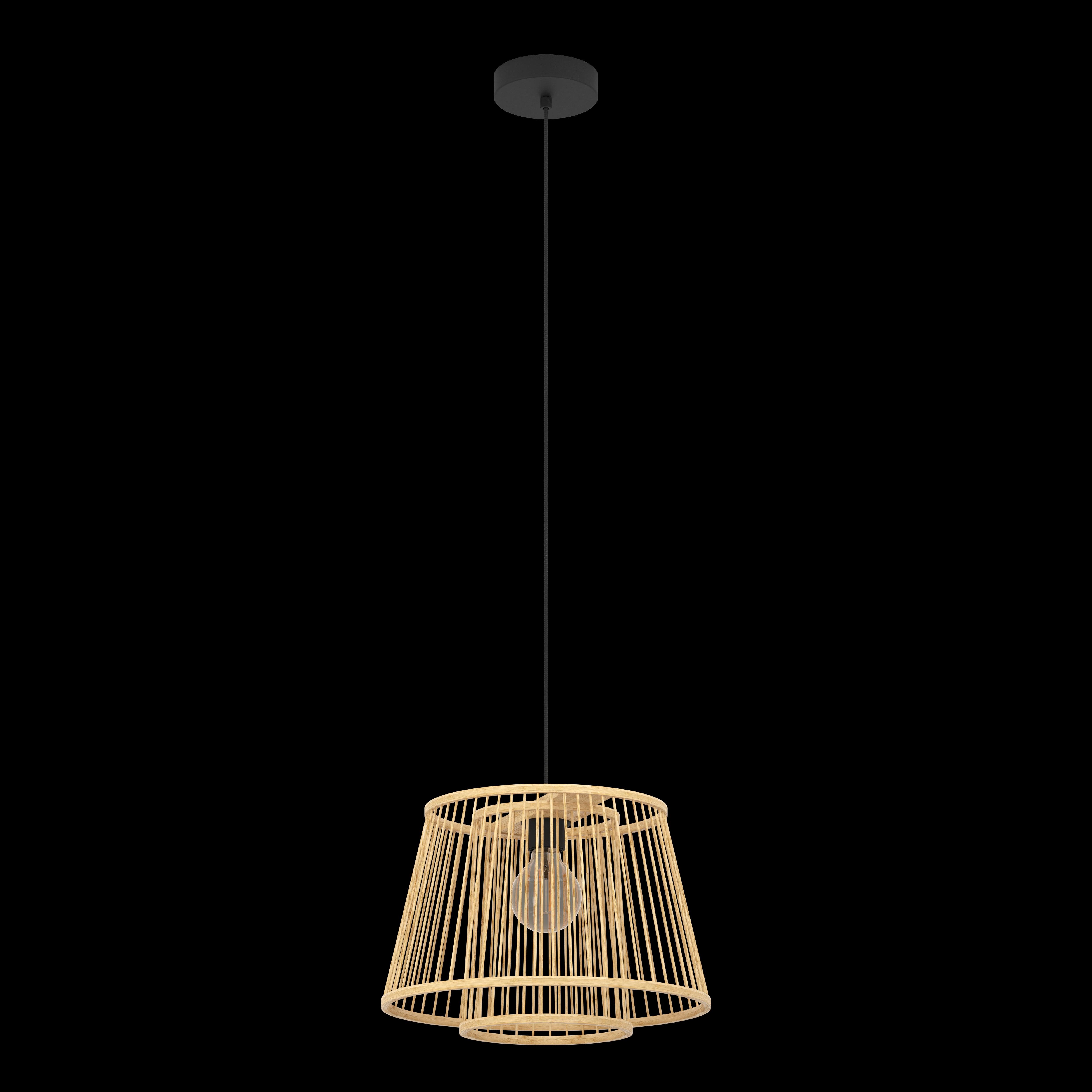 Eglo Hykeham Bamboo Lamp Shade Ceiling Pendant Light - Natural Rattan Pendant Lighting for Dining Room, Kitchen, Bedroom & Living Room Decor