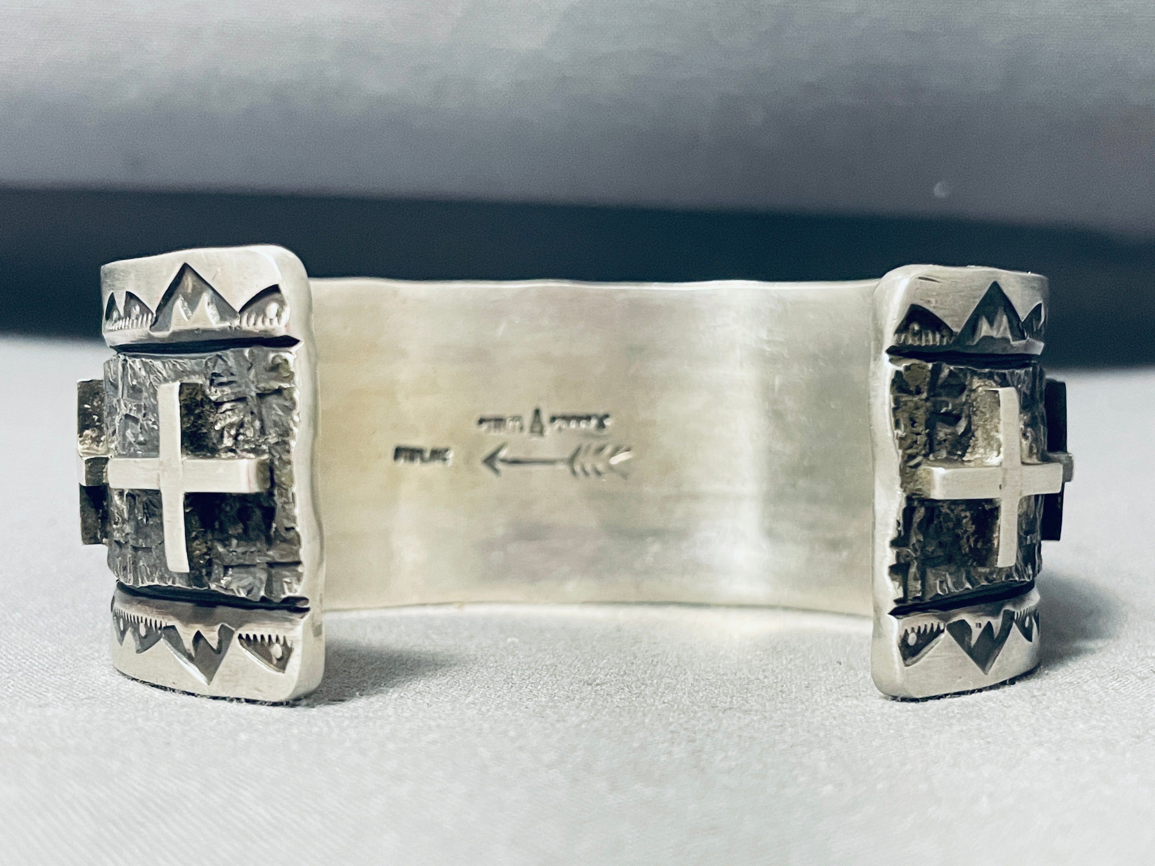 Authentic Navajo Sterling Silver Cross Bracelet - 116g Handmade Native American Jewelry - Perfect for Weddings, Gifts & Spiritual Occasions
