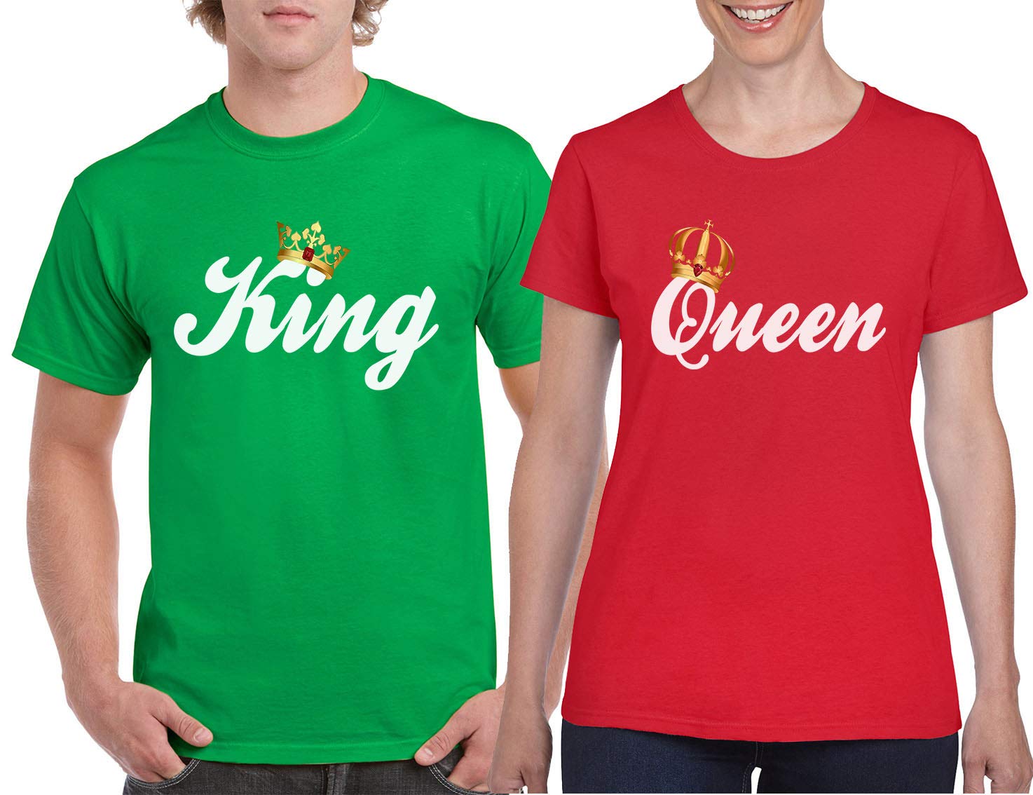 King & Queen Matching Couple T-Shirts - His and Her Love Tees for Anniversaries, Valentine's Day & Romantic Dates