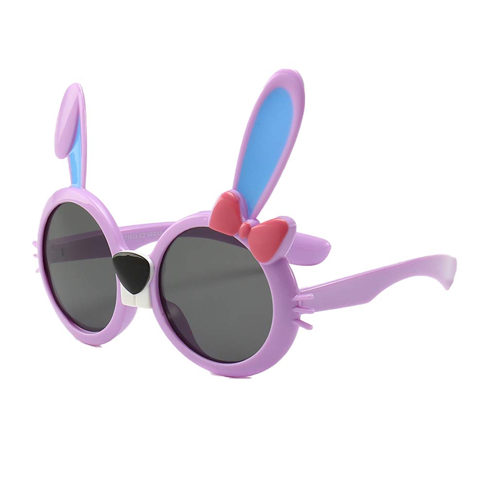 INOOMP 1PC Easter Bunny Sunglasses - UV Protection Silicone Cartoon Rabbit Glasses for Kids & Adults (Purple+Blue) - Perfect for Easter Party, Outdoor Activities & Funny Costume Accessories