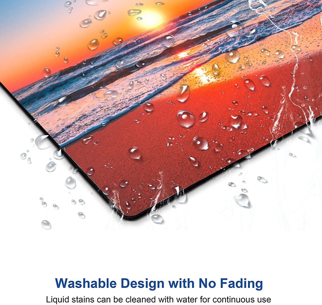 Custom Beach Design Mouse Pad - Non-Slip Rubber Base, Waterproof Square Mousepad for Office & Laptop (9.5