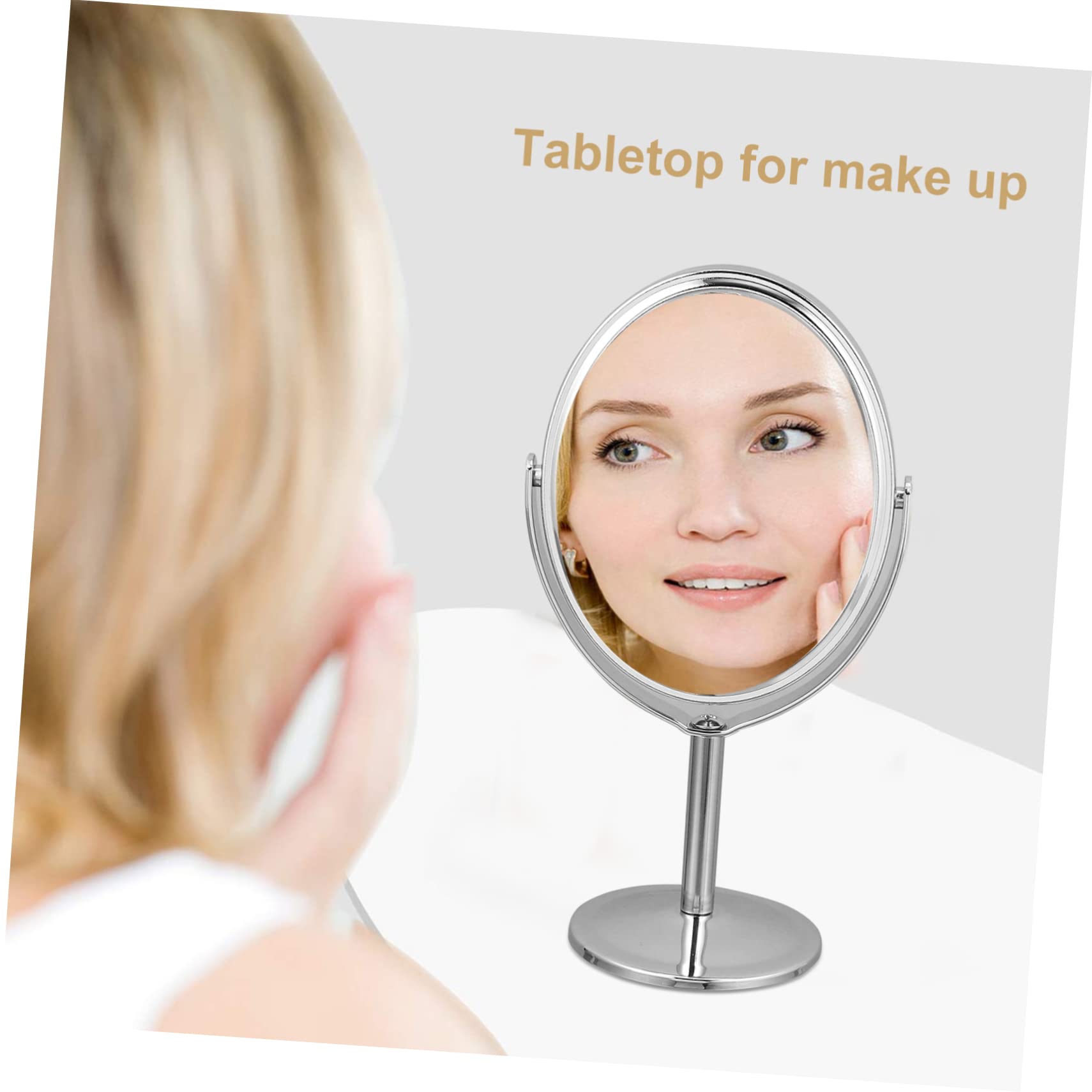 **Double-Sided Round Makeup Mirror with Magnifying Glass - Silver Vanity Dresser Mirror for Home & Travel Beauty Routine**