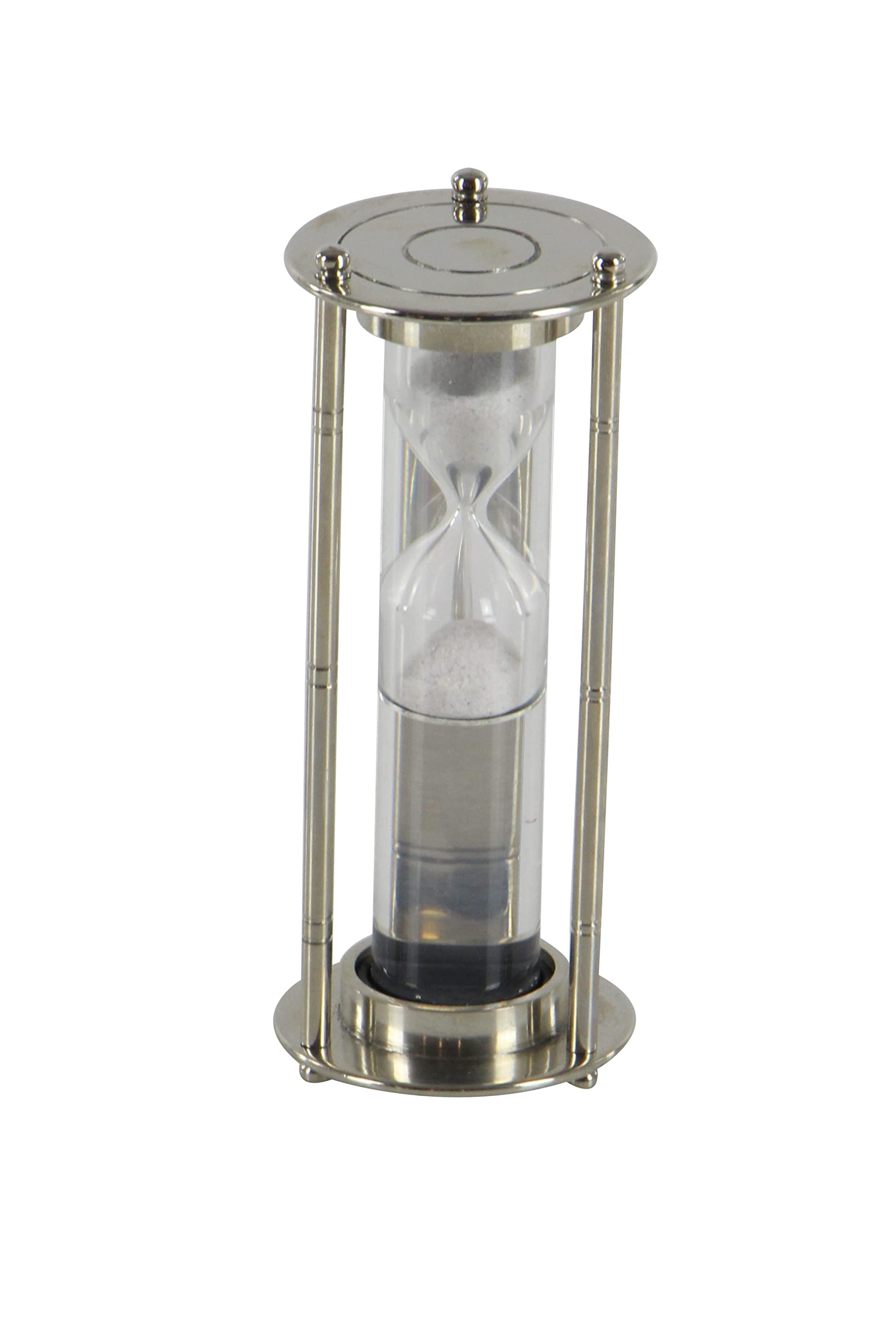 Deco 79 24529 Modern Aluminum & Glass Floating Sand Timer - Hourglass for Home Office Decor, Meditation, Yoga, and Kitchen Timer