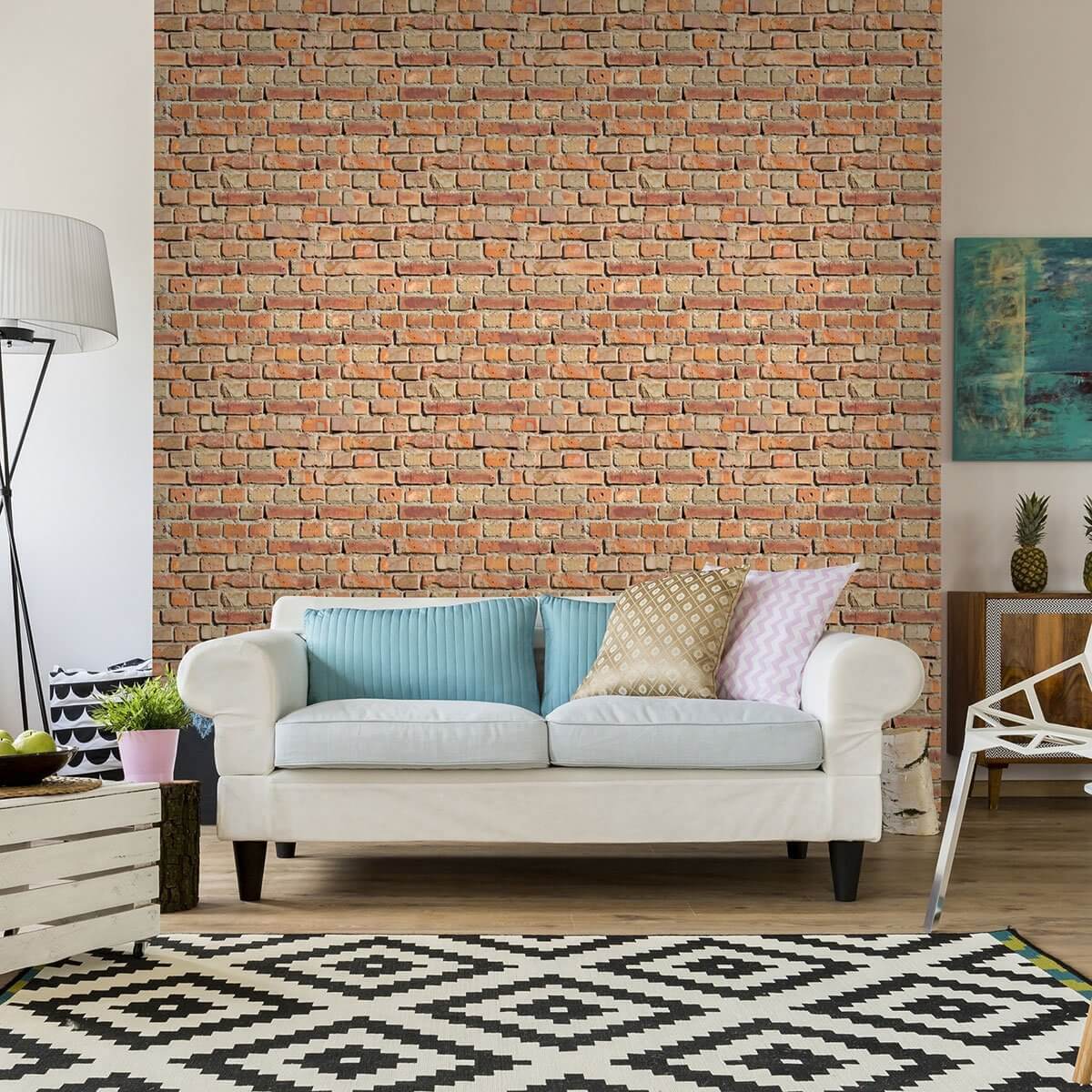 Red and Orange Brick Texture Peel and Stick Removable Wallpaper - Self-Adhesive Decorative Wall Covering for Home, Office, and DIY Projects