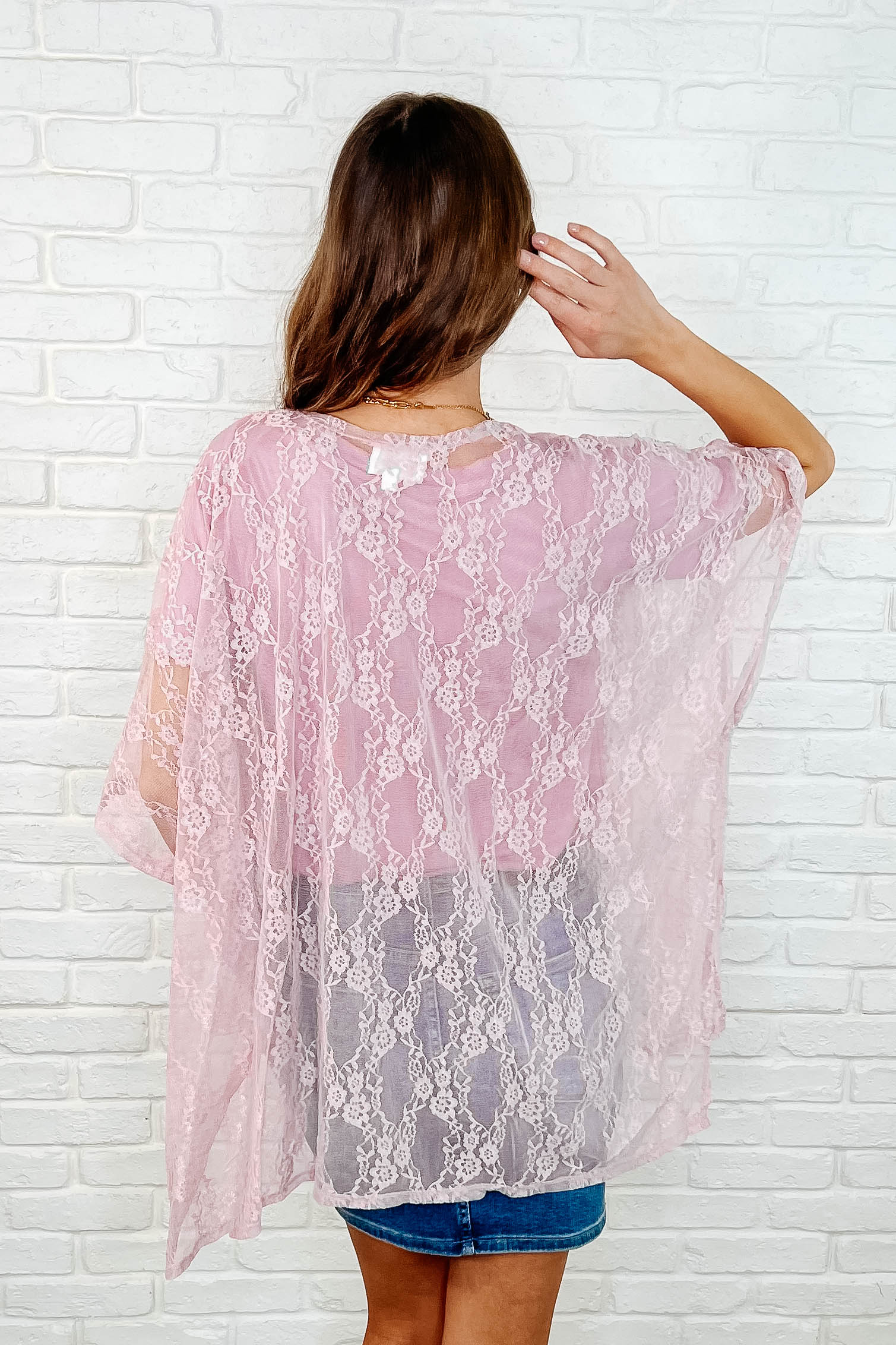 Elegant Mauve Lace Kimono Robe - Lightweight Cover-Up for Women | Perfect for Beach, Pool, Bridal Shower & Lounge Wear