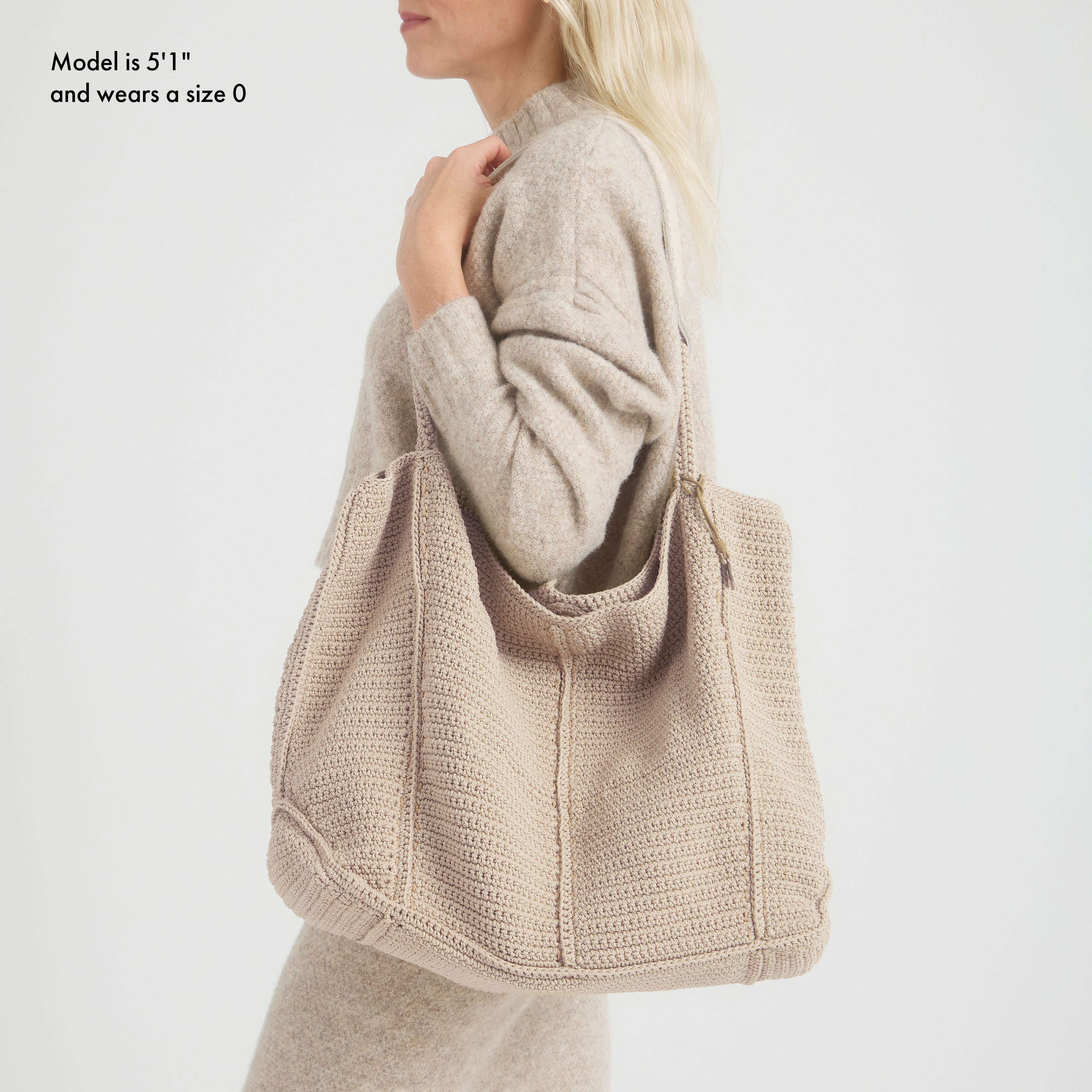 Handmade Los Feliz Large Crochet Tote Bag in Ecru - Perfect for Beach, Shopping & Everyday Use
