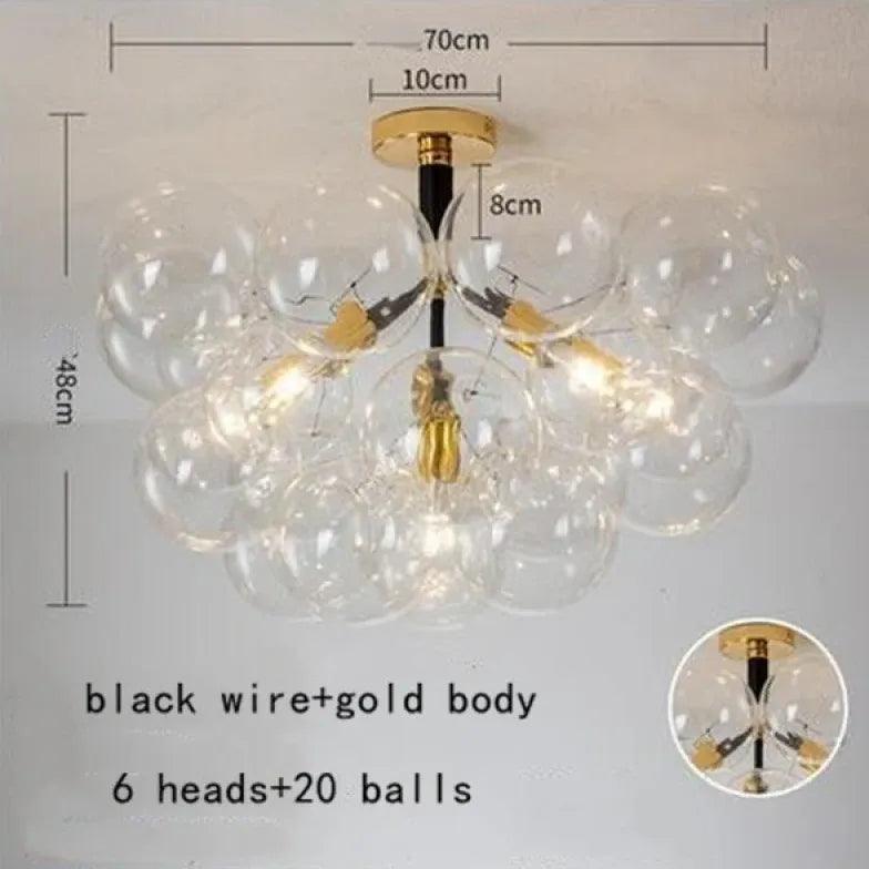 Elegant Transparent Glass Bubble Chandelier - Modern Artistic Lighting Fixture for Dining Room, Living Room & Bedroom Decor