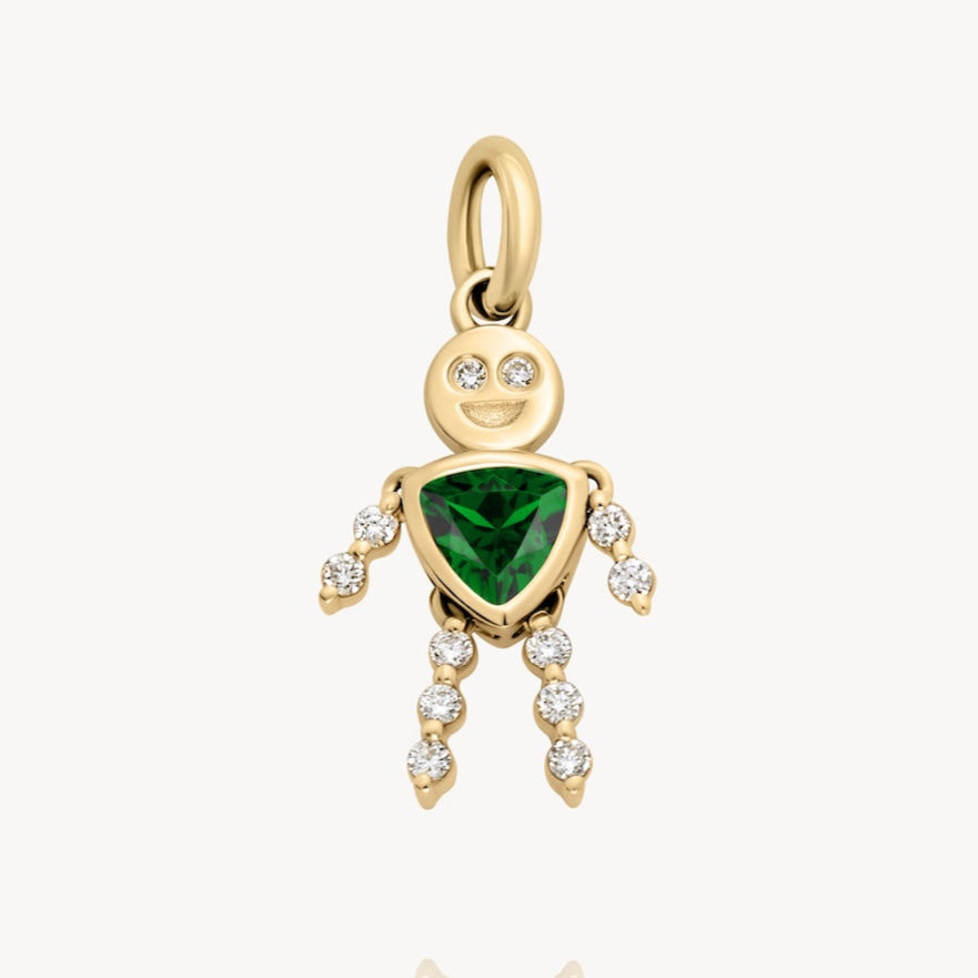 May Boy Lulu & Lox Charm Emerald Pendant Necklace - Elegant Jewelry Gift for Women, Perfect for Birthday, Anniversary & Special Occasions