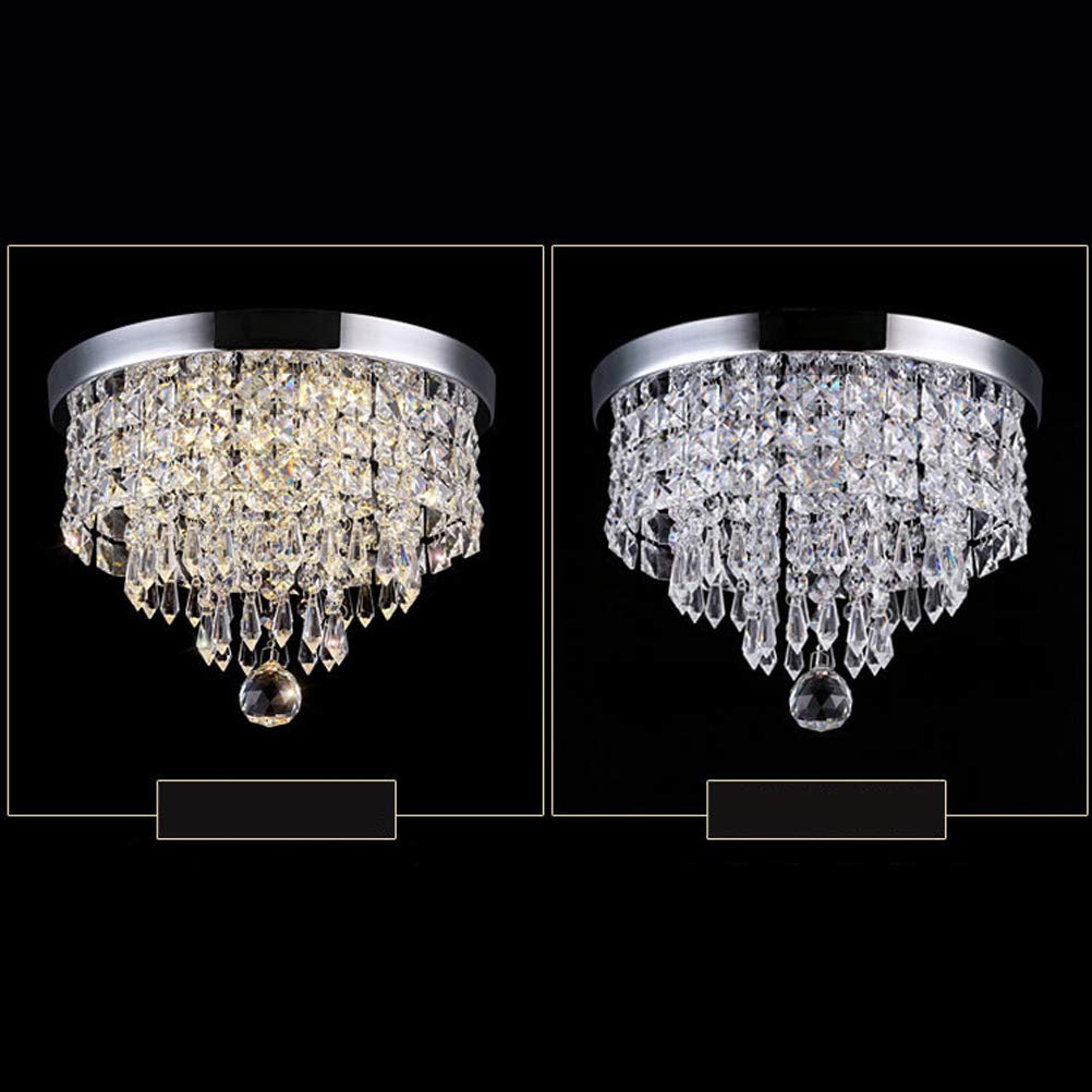 Totority Crystal LED Chandelier Ceiling Light - Modern Hanging Pendant Lamp for Dining Room, Bedroom, or Living Room Decor