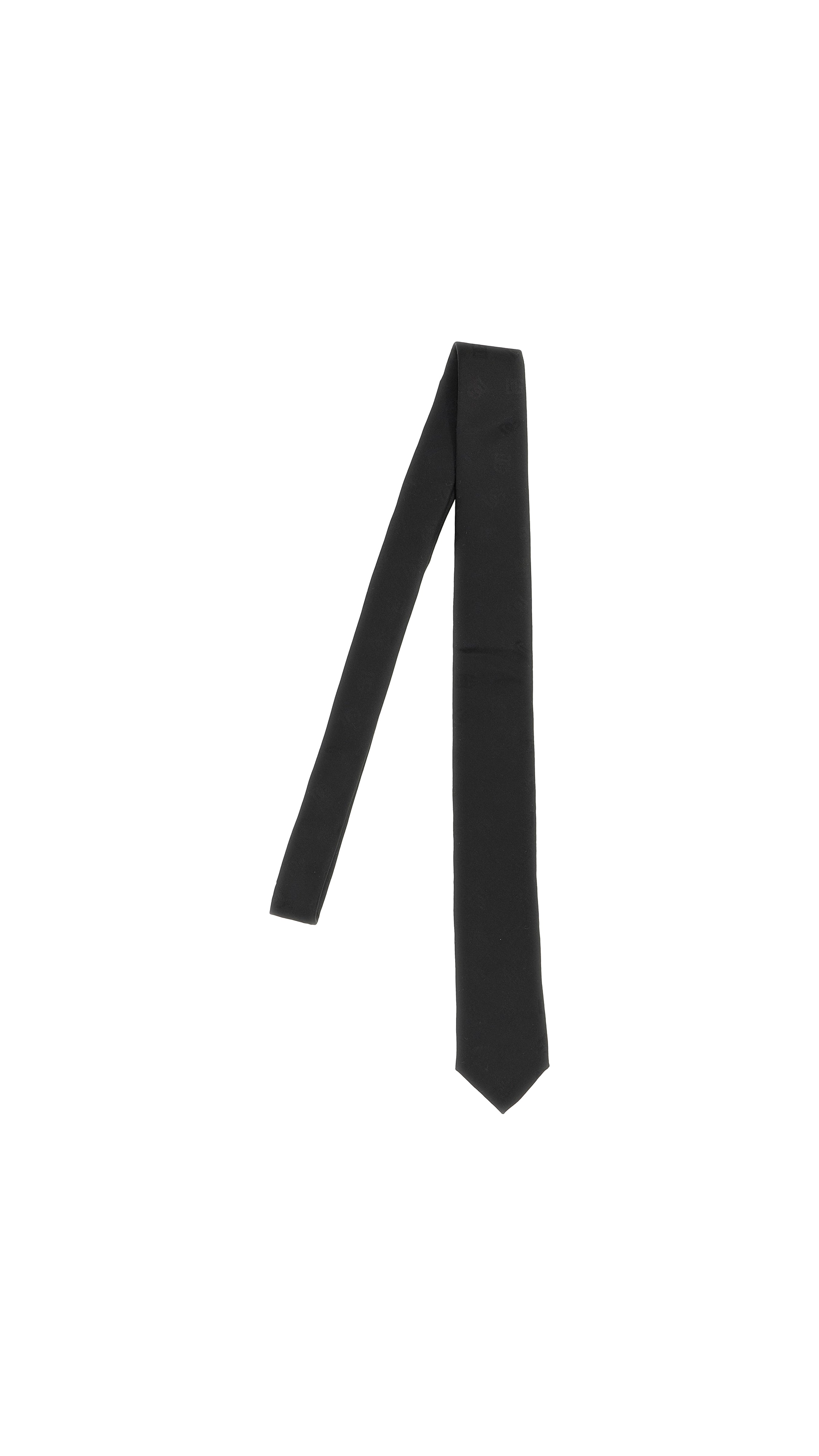 DG Logo Jacquard Tie for Men - Elegant Black Silk Necktie for Business, Weddings & Formal Events