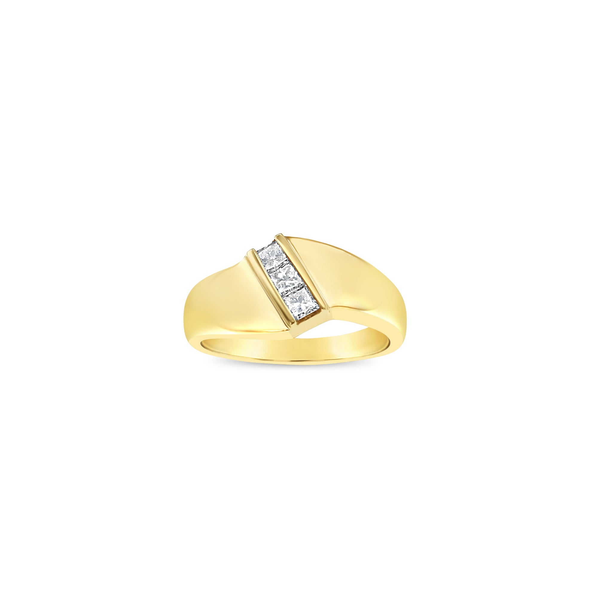 0.27cttw Diagonal Princess Cut Diamond Ring in 14k Yellow Gold - Elegant Engagement & Wedding Ring for Women