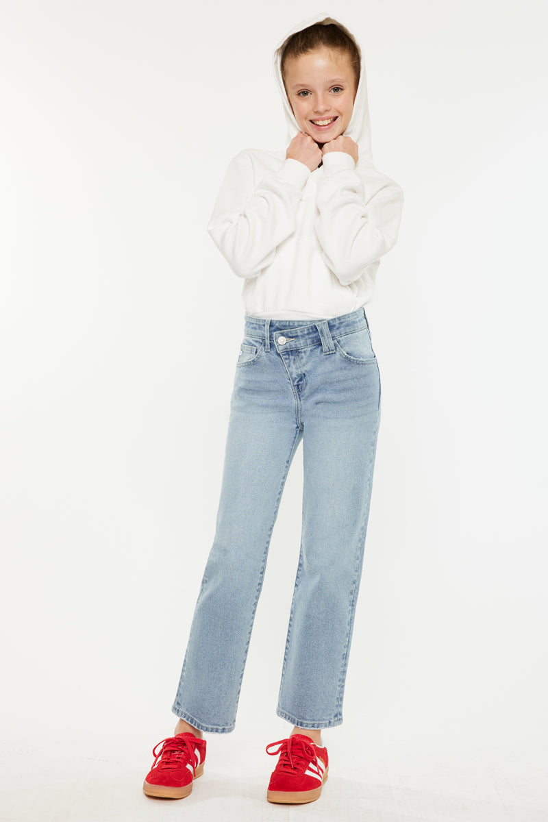 Sav High Rise Straight Kids Jeans - Comfortable & Stylish Denim Pants for Girls & Boys | Perfect for School, Play & Everyday Wear