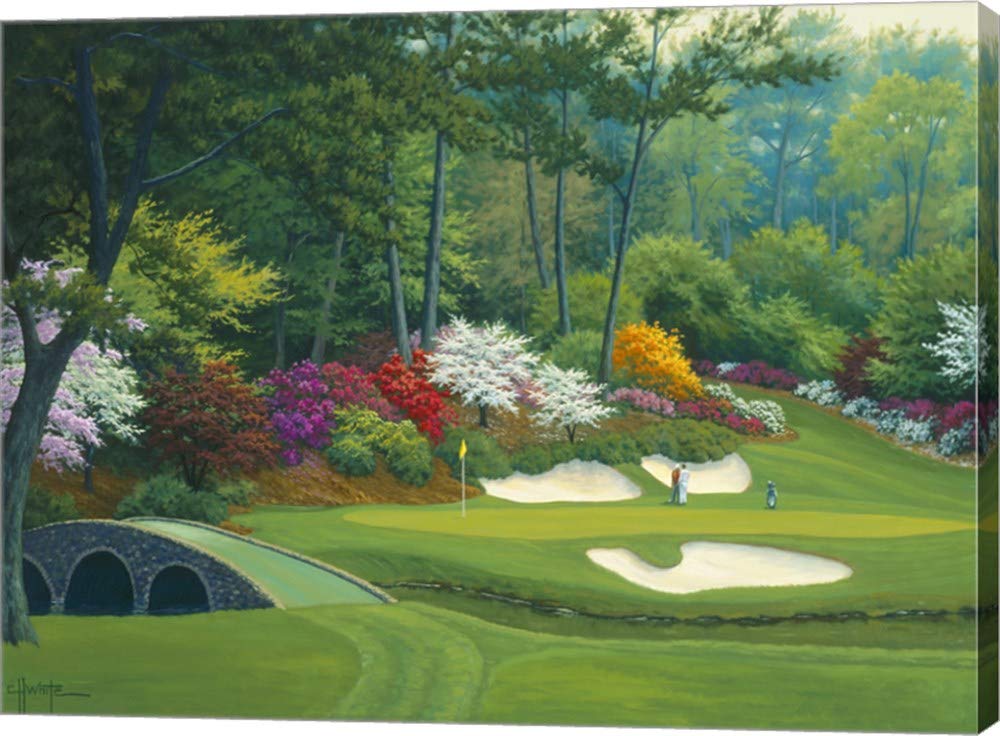 Augusta on The 12th Hole by Charles White - Premium Canvas Wall Art, Gallery Wrapped, 16x12 Inches - Perfect for Golf Lovers & Home Office Decor