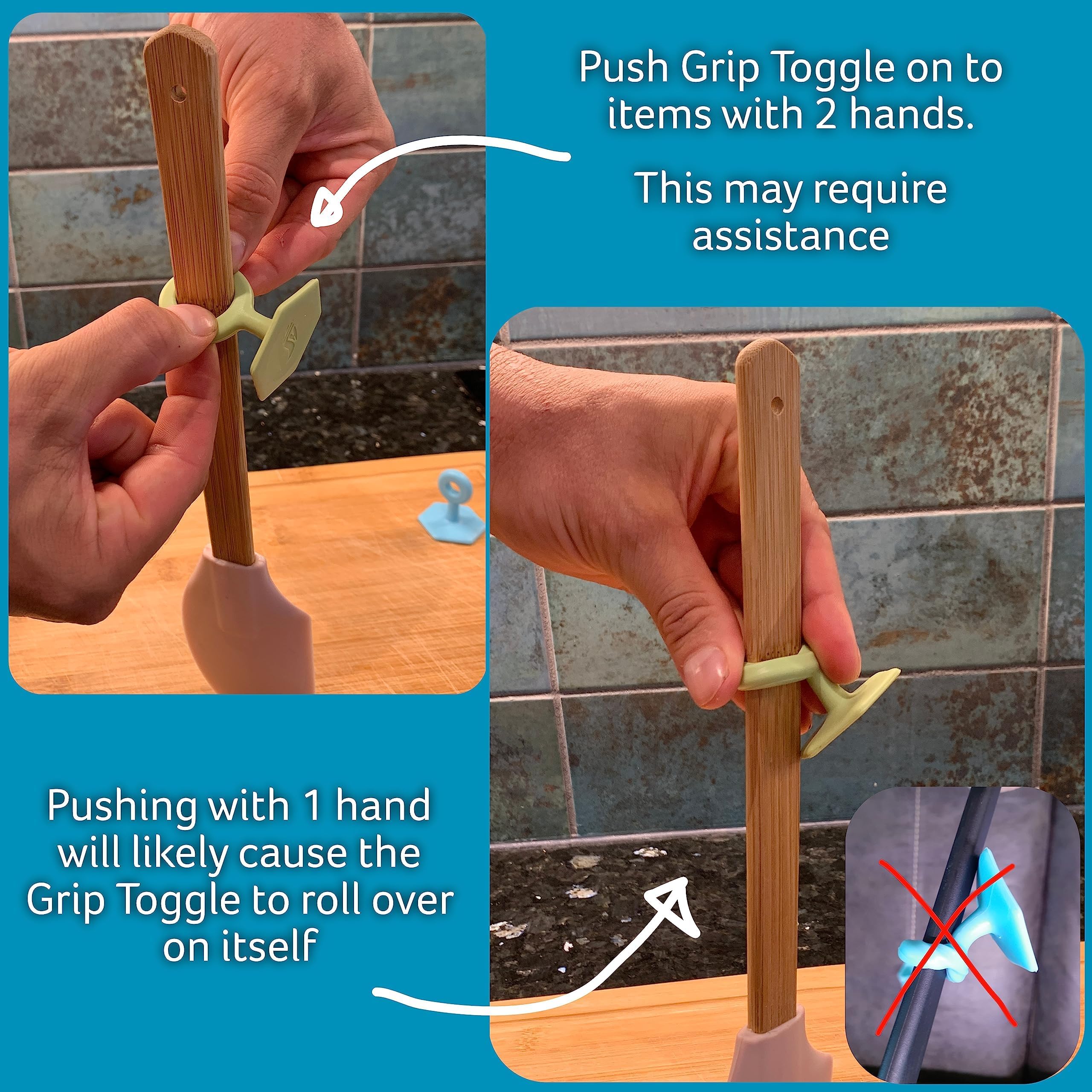 Silicone Grip Toggle - Adaptive Aid for Limited Hand Mobility, Door & Laptop Opener (4-Pack, 2 Sizes) - Ideal for Arthritis, Stroke Recovery & Disabled Adults - Home & Office Accessibility Tool