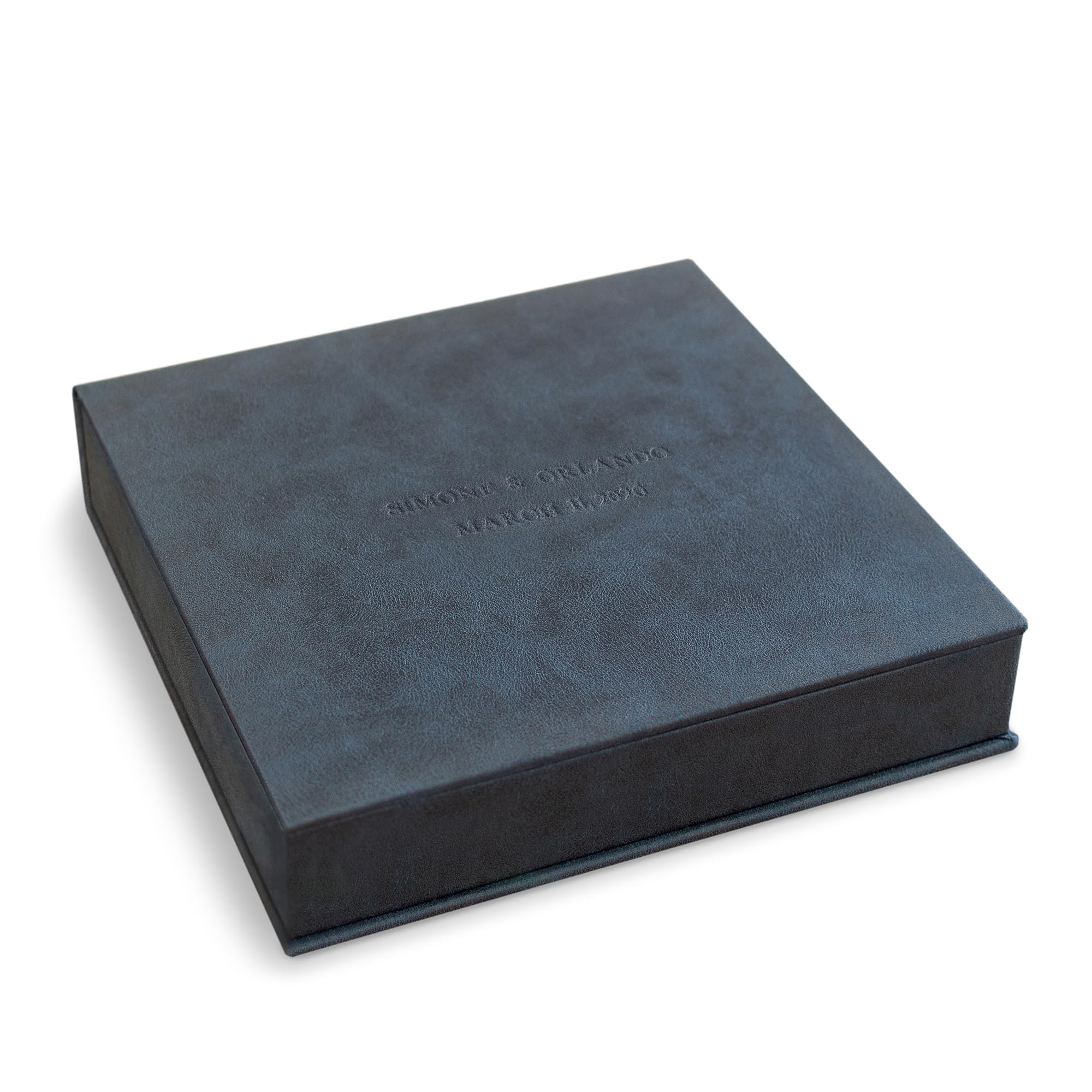 Handmade Eco Leather Keepsake Box by Arcoalbum - Personalized Wedding Memory Box & Photo Album Storage | Custom Embossed Names Leatherette Clamshell Gift Box for Anniversaries, Bridal Showers & Special Occasions