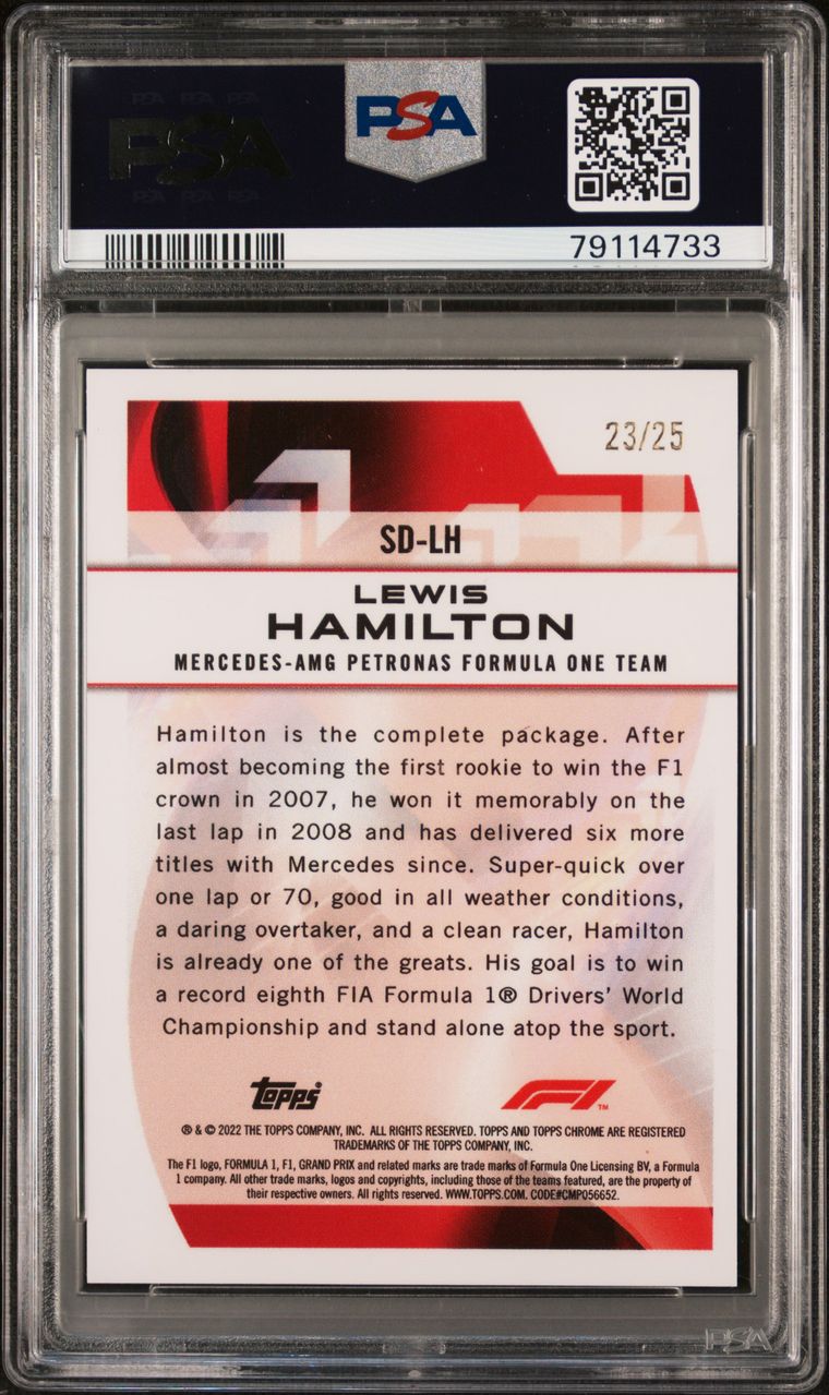 2022 Topps Chrome F1 Lewis Hamilton #SDLH Orange PSA 9 /25 - Rare Racing Collectible for F1 Fans & Sports Memorabilia Enthusiasts