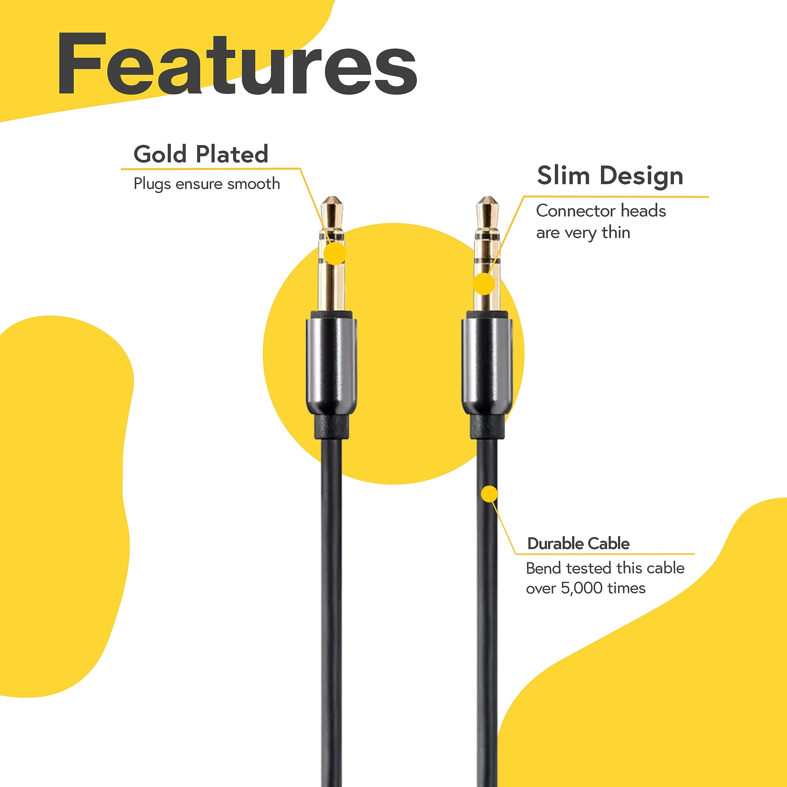 Premium BRENDAZ 3.5mm TRS Male to Male Stereo Audio Aux Cable (3 Feet) - Compatible with Bose A20 Headset, Bass Module 500, Headphones & Speakers - Perfect for Home Audio, Car Stereo & Studio Equipment Connections