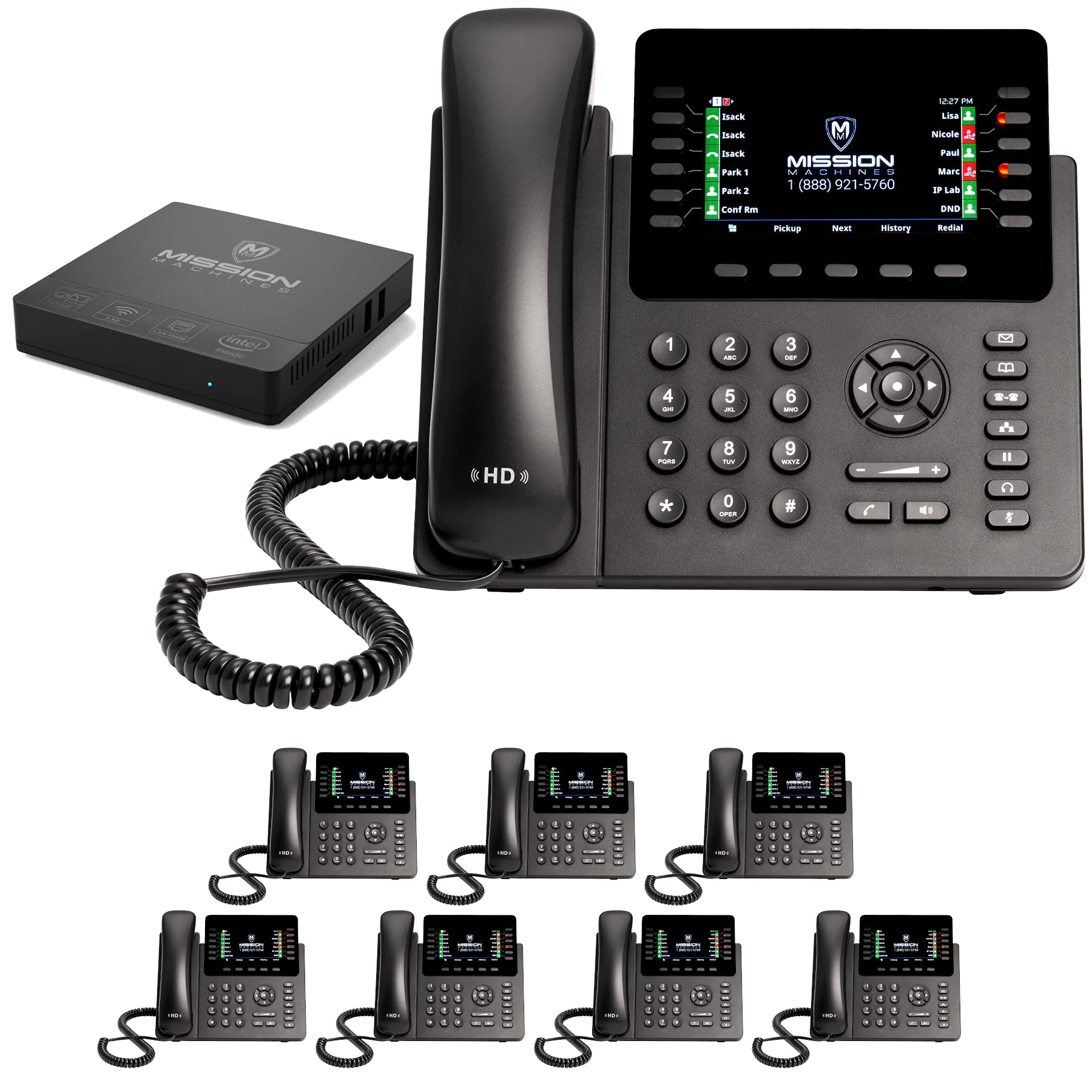 Mission Machines S-100 Business Phone System - 8 Phone Bundle with Auto Attendant, Voicemail, Mobile & Remote Extensions, Call Recording & 2-Month Service | Ideal for Small Offices, Call Centers & Remote Teams