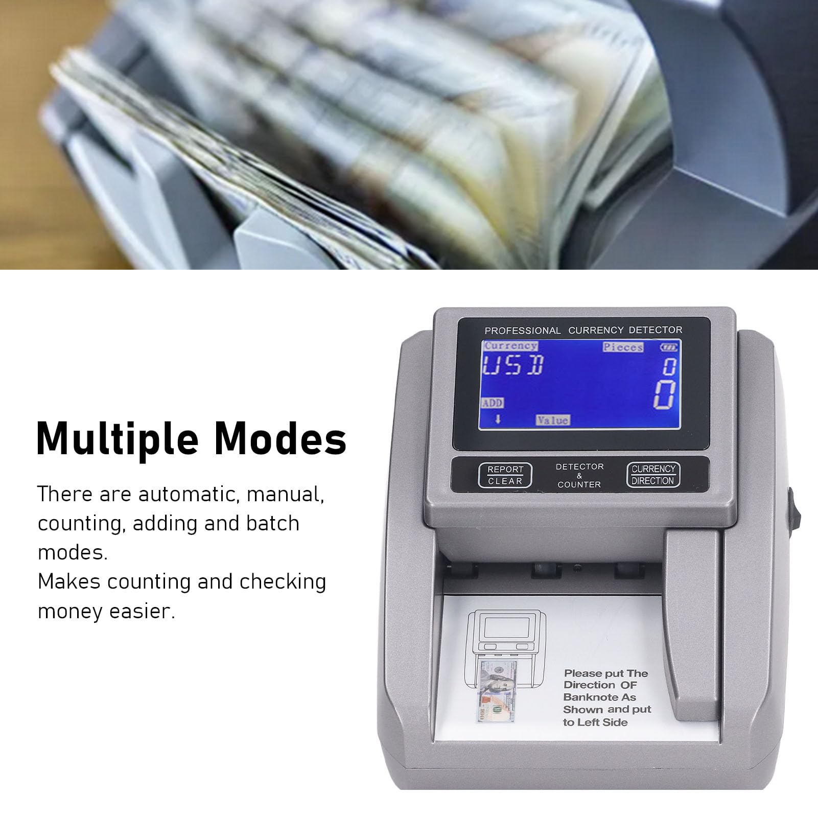 Commercial Money Counter Machine with IR, MG, MT Detection - Accurate Bill Counter with HD LCD Display for Banks & Retail Stores | Perfect for Cash Handling in Businesses, Banks, and Retail Shops (US)