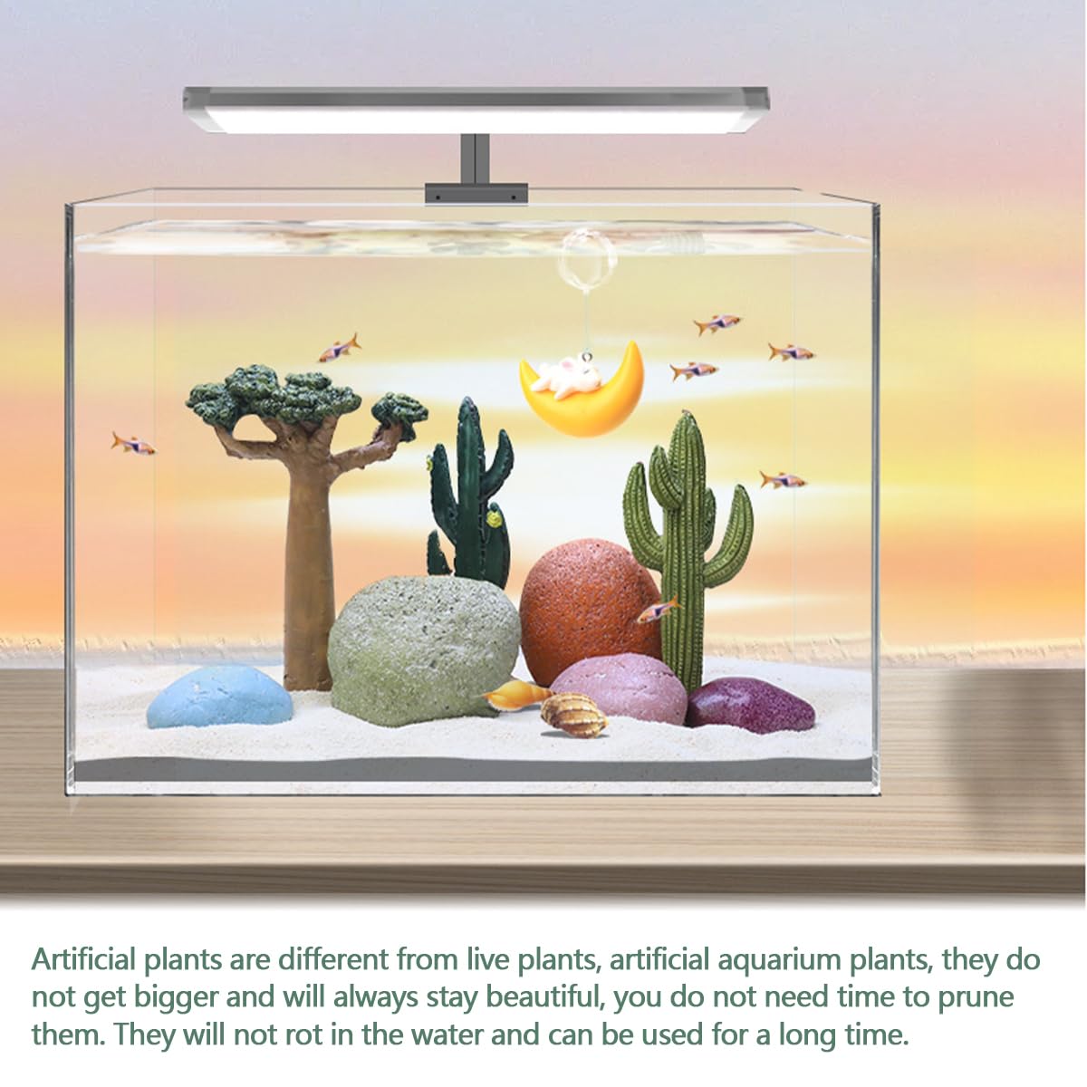 2Pcs Fake Cactus Plants for Reptile Terrarium - Realistic Desert Landscape Decor for Turtles, Lizards & Snakes - Perfect for Habitat Enrichment & Naturalistic Enclosures