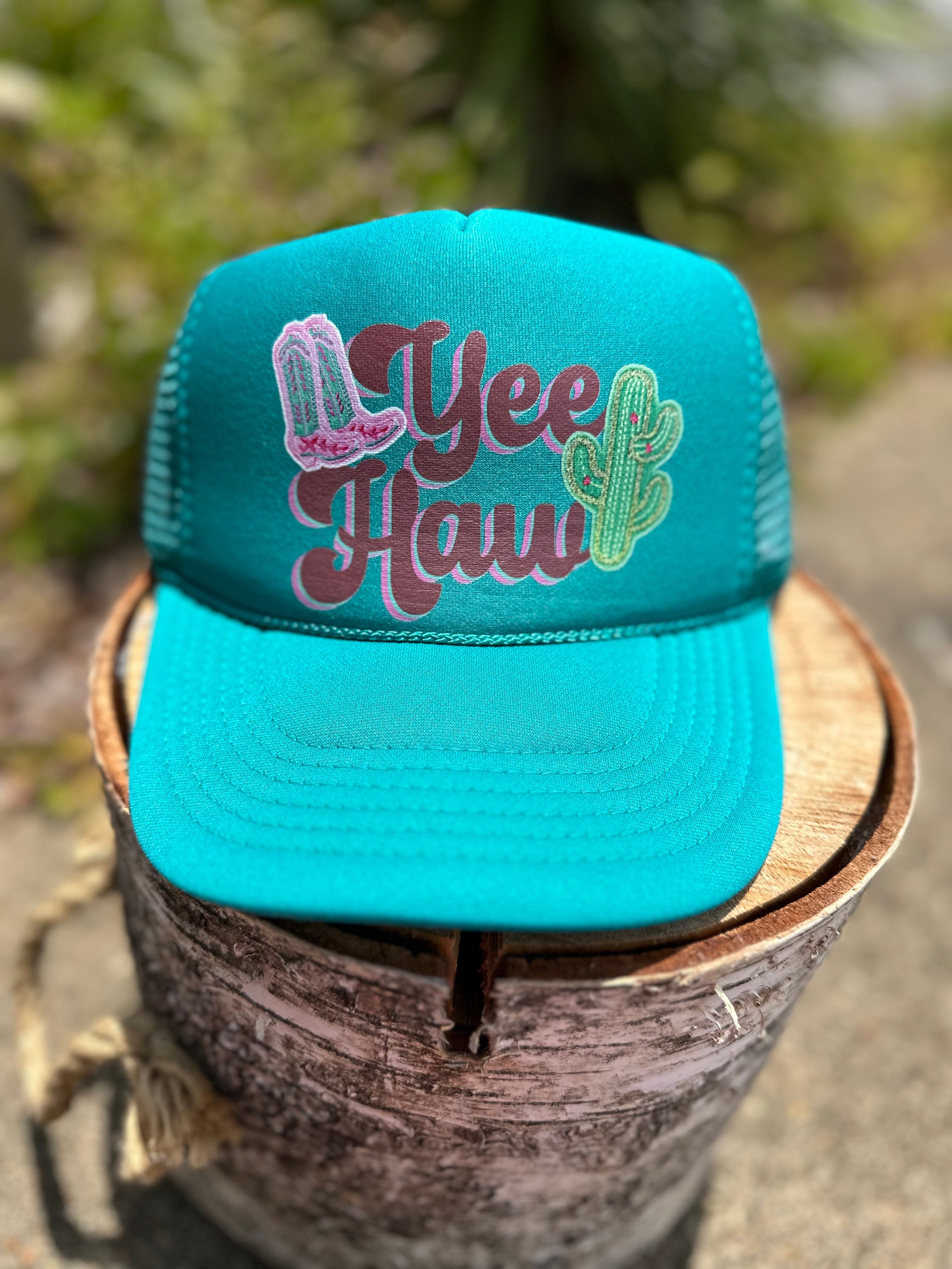 Women's Turquoise 'Yee Haw' Trucker Hat - Stylish Cowgirl Western Hat for Country Music Festivals & Outdoor Adventures