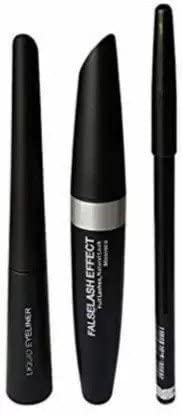 Seyblush Beauty Professional Waterproof Eyeliner, Mascara, Eyebrow Pencil & Liquid Matte Lipstick Set - 4 Piece Makeup Kit with 8 False Eyelashes | Perfect for Party, Wedding & Everyday Glam Looks