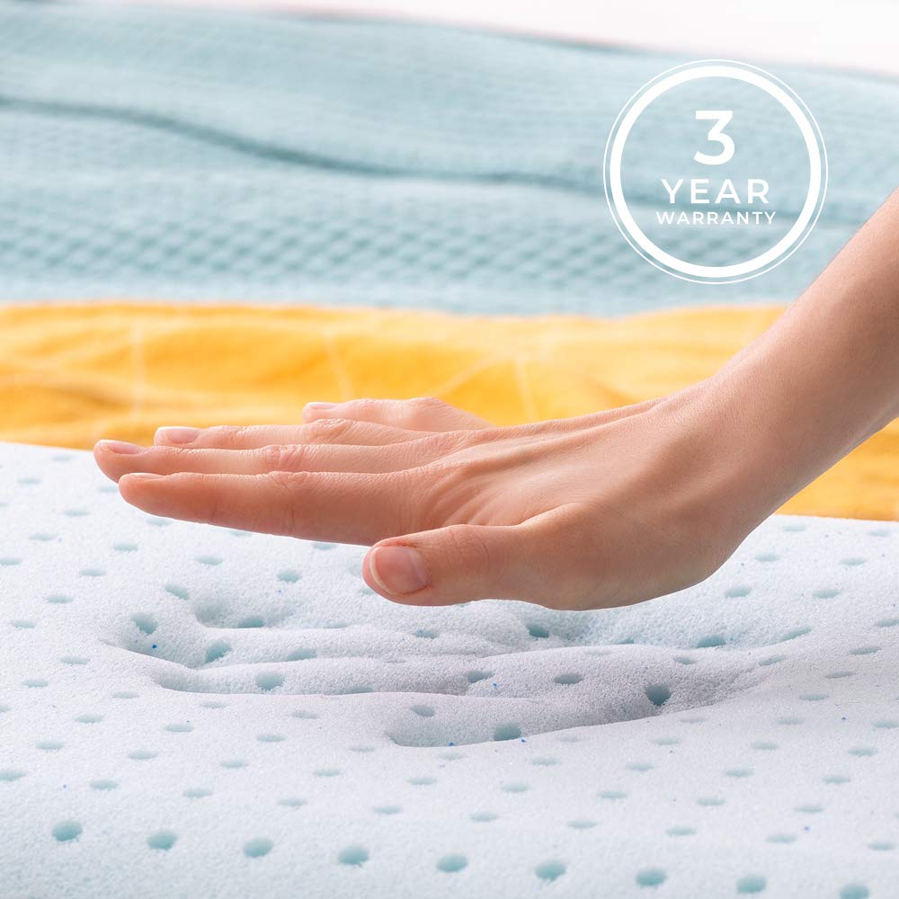 LINENSPA Ventilated Gel Memory Foam Pillow - Queen Size Cooling Pillow for Neck Support - Ideal for Side, Back & Stomach Sleepers - Blue & White - Perfect for Hot Sleepers & Pain Relief