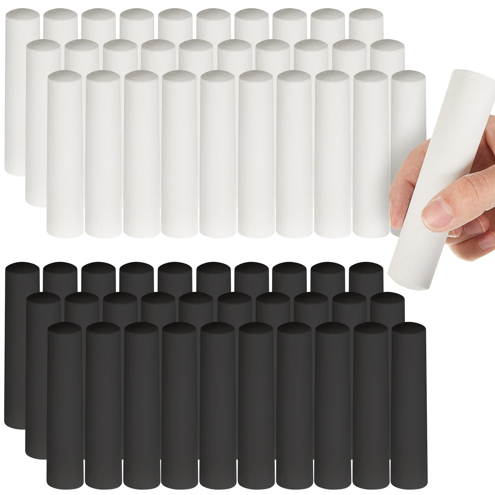 60-Piece Jumbo Washable Non-Toxic Sidewalk Chalk Set - Black & White Bulk Chalk for Art, Play & Creativity | Perfect for Chalkboard, Playground, Classroom & Outdoor Activities