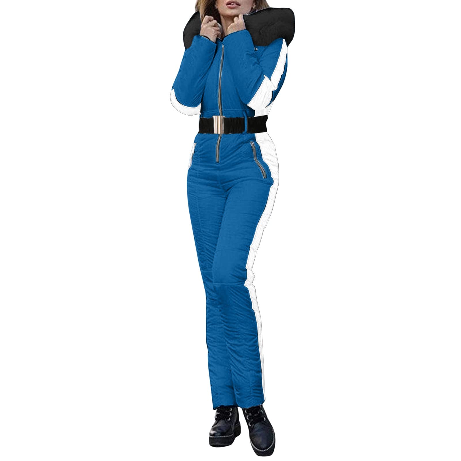 Women's One Piece Snowsuit - Winter Ski Jumpsuit with Fur Hood & Warm Insulation for Outdoor Sports | Perfect for Skiing, Snowboarding & Cold Weather Adventures