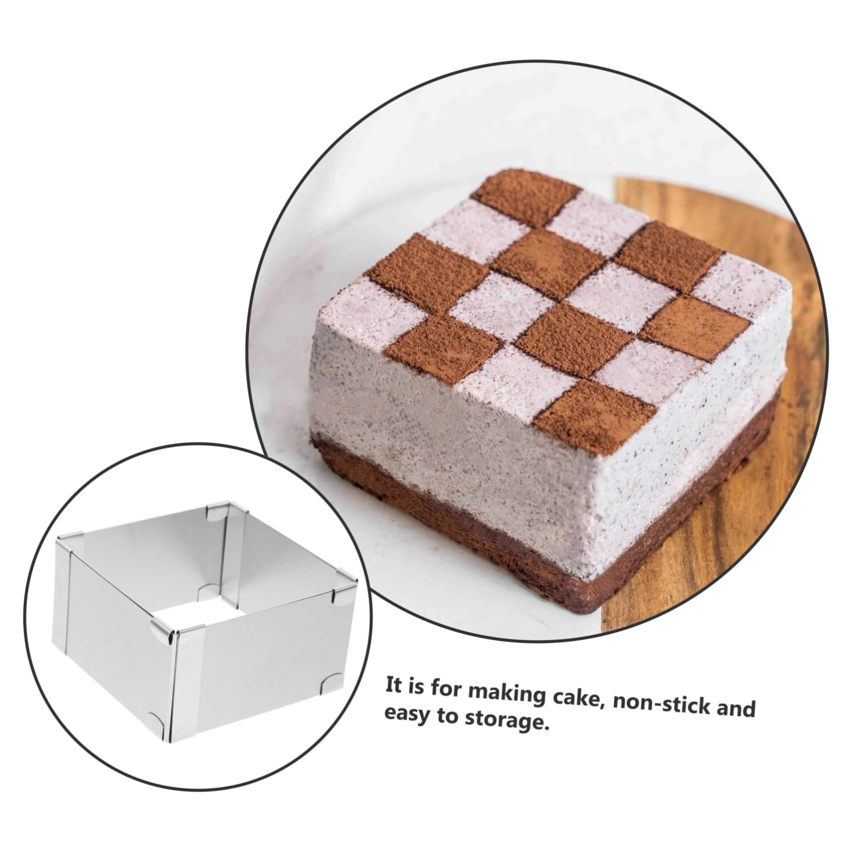 Square Cake Rings Stainless Steel Pastry Molds - Adjustable Square Mousse Molds, Funnel Cake Kit, Cookie Template & Cake Leveler for Baking, Pastry Making, Wedding Cakes, Dessert Decorations