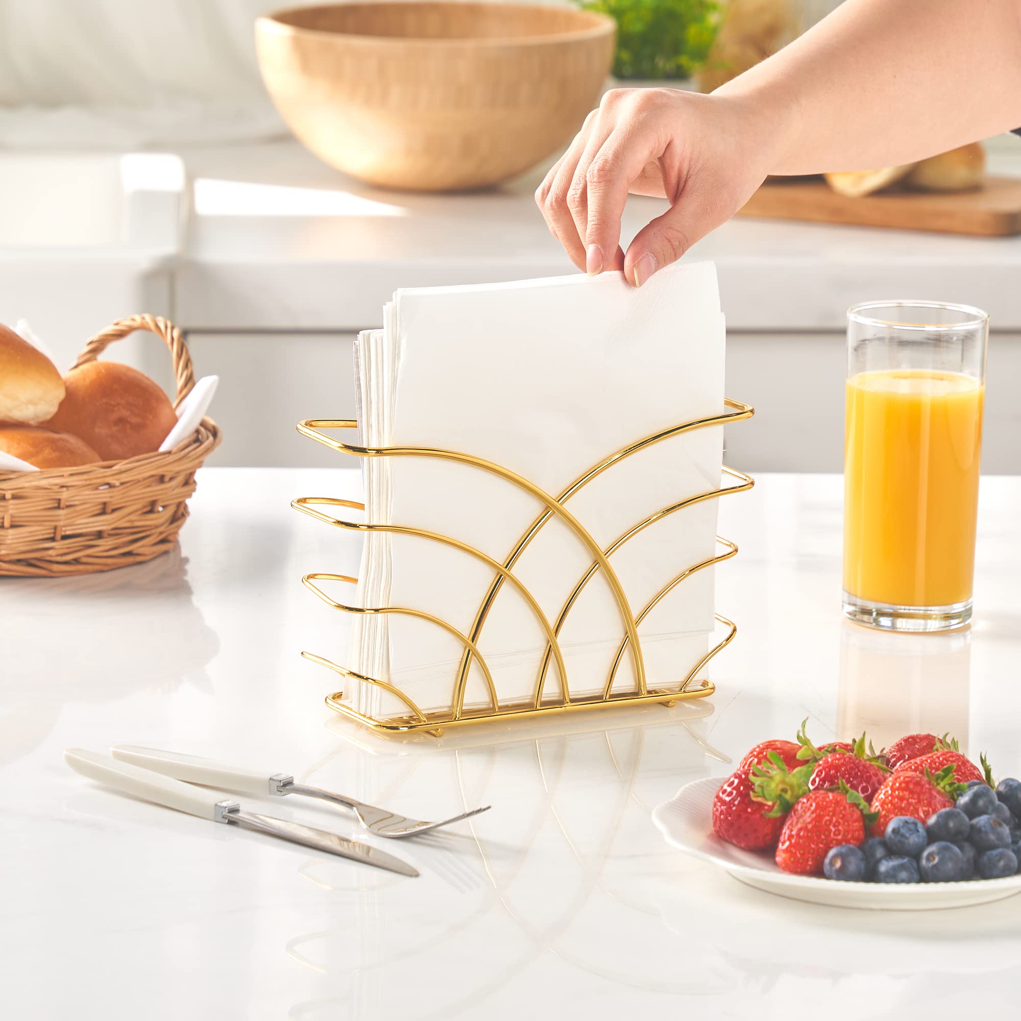 Luxurious Gold Metal Napkin Holder for Dining Table - Elegant Kitchen & Home Decor Accessories | Perfect for Modern Dining Room, Wedding Table Settings & Holiday Decorations