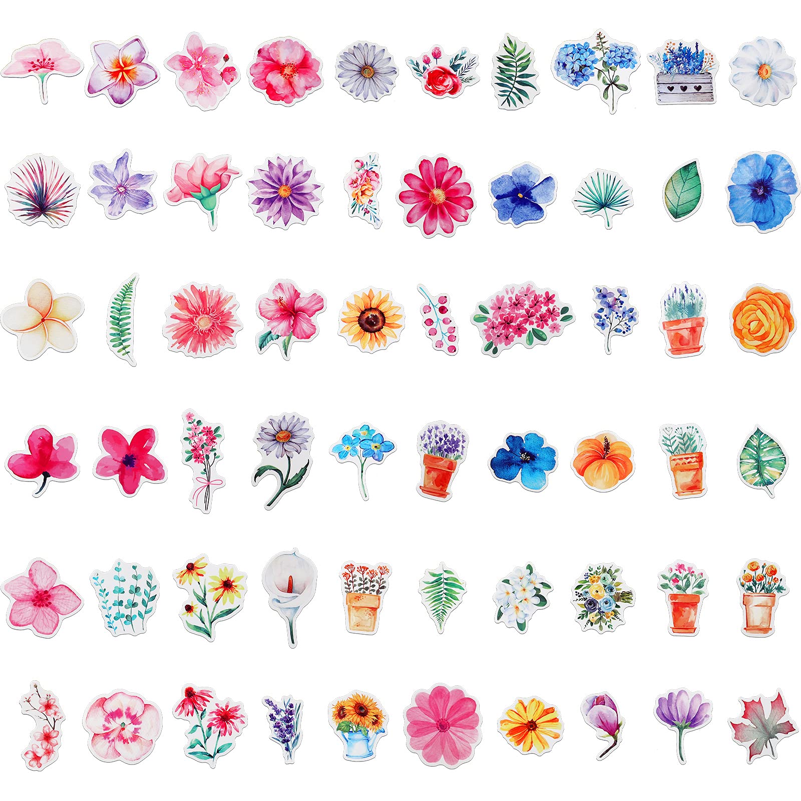 120 Pieces Waterproof Flower Stickers - Vinyl Decals for Water Bottles, Phones, Laptops, Skateboards & Scrapbooks - Cute Floral Designs for Kids, Teens & Adults - Perfect for DIY Crafts, School Projects & Personalizing Belongings