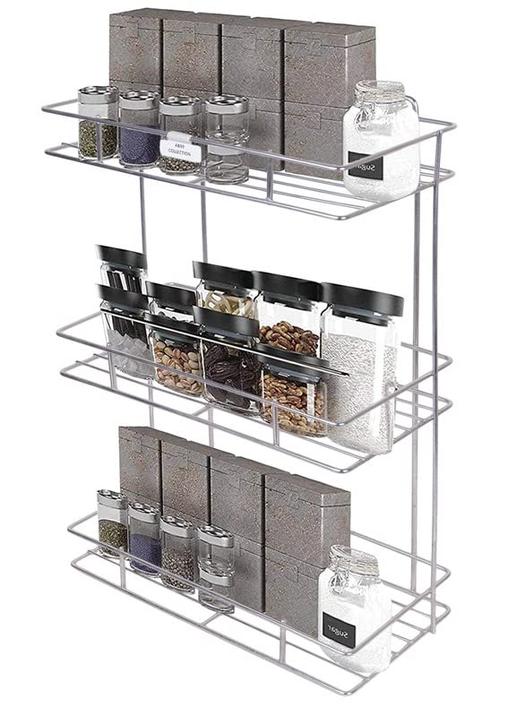 Premium Stainless Steel 3-Tier L-Shaped Kitchen Shelf Organizer - Space-Saving Storage Rack for Fruits, Vegetables & Kitchen Essentials - Durable Multi-Level Countertop Organizer for Small Spaces (Silver) - Perfect for Pantry, Countertop, or Cabinet Organization