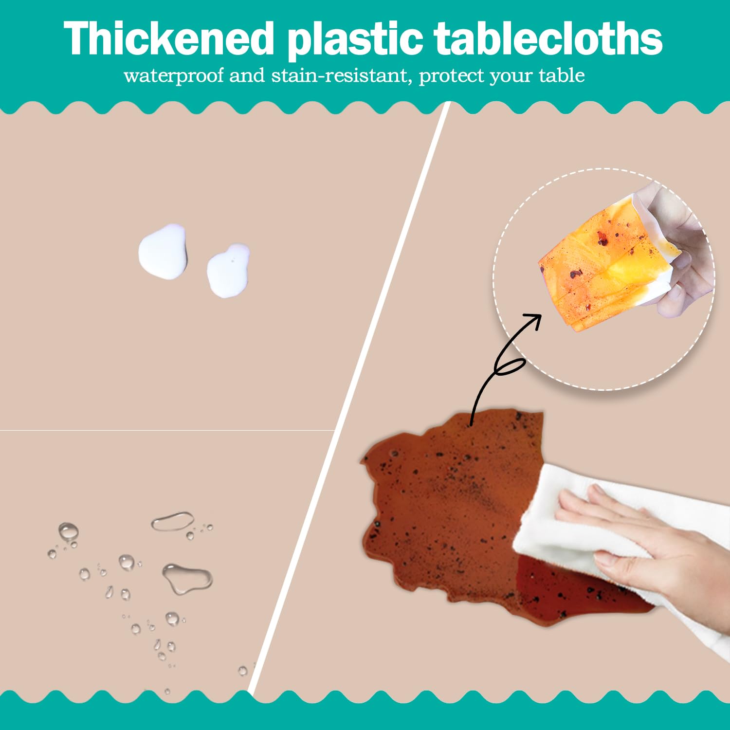 6 Pack Ivory Plastic Tablecloth 54